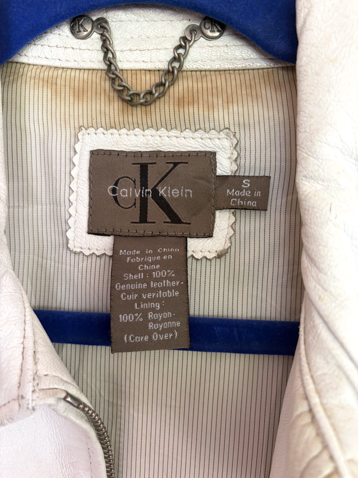 Calvin Klein Calvin Klein Cream Leather Jacket Rare Minimalist Boxy Fit Size US S / EU 44-46 / 1 - 13 Thumbnail