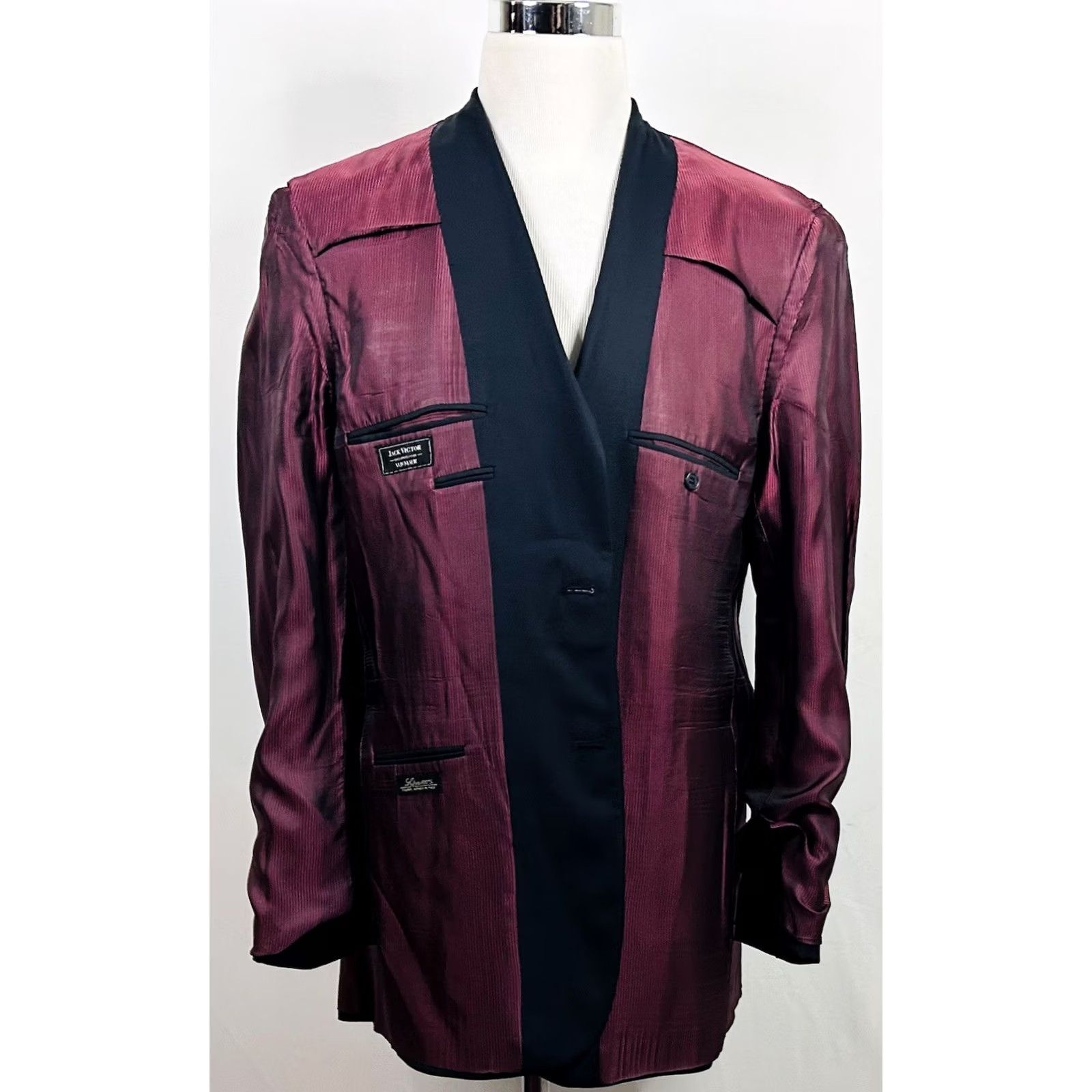 Jack Victor Jack Victor Sport Coat 42L Navy Two-Button Double-Vented Wool 2 Piece Men Long Notch Lined Regular Jacket Size US XS / EU 42 / 0 - 7 Thumbnail