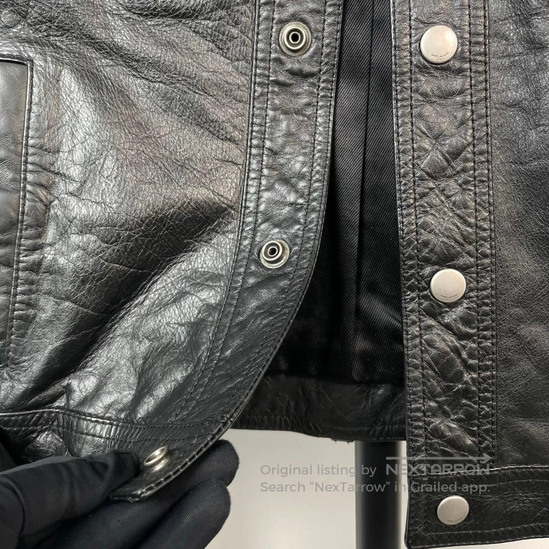 Yves Saint Laurent YSL Black Biker Leather Jacket. Size XS / US 0-2 / IT 36-38 - 4 Thumbnail