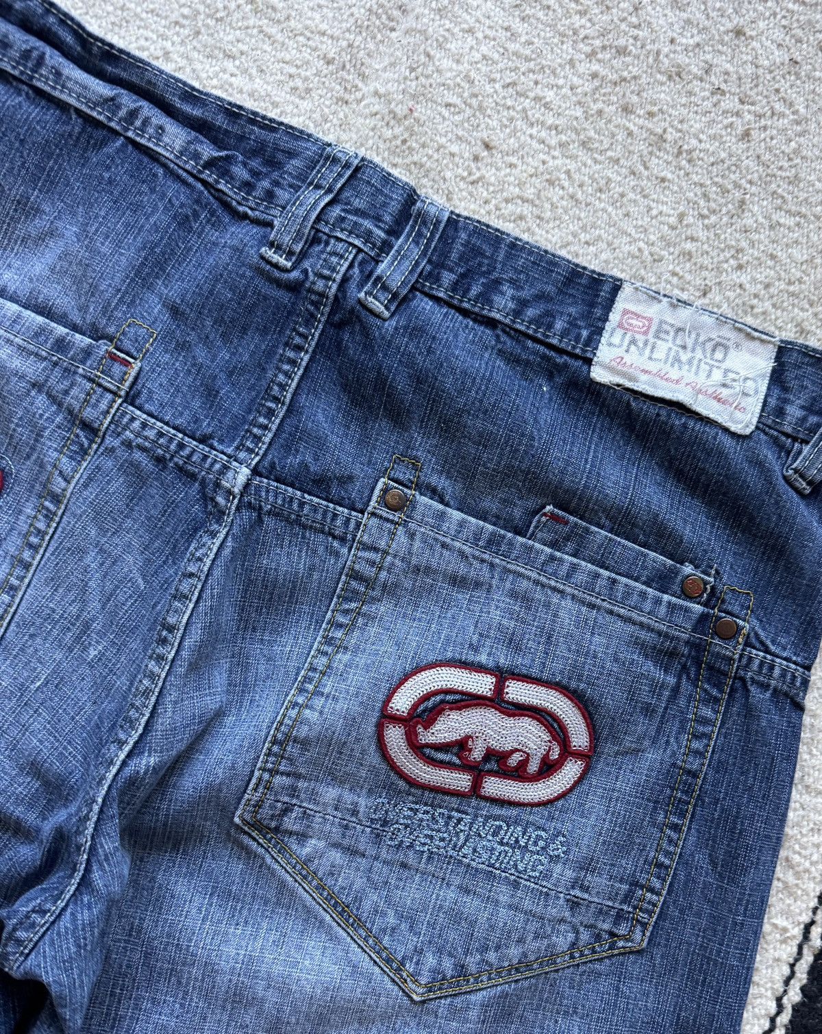 Ecko Unltd. Y2K Ecko Unltd Embroidered Baggy Wide Leg Jean 38W Size US 38 / EU 54 - 8 Thumbnail