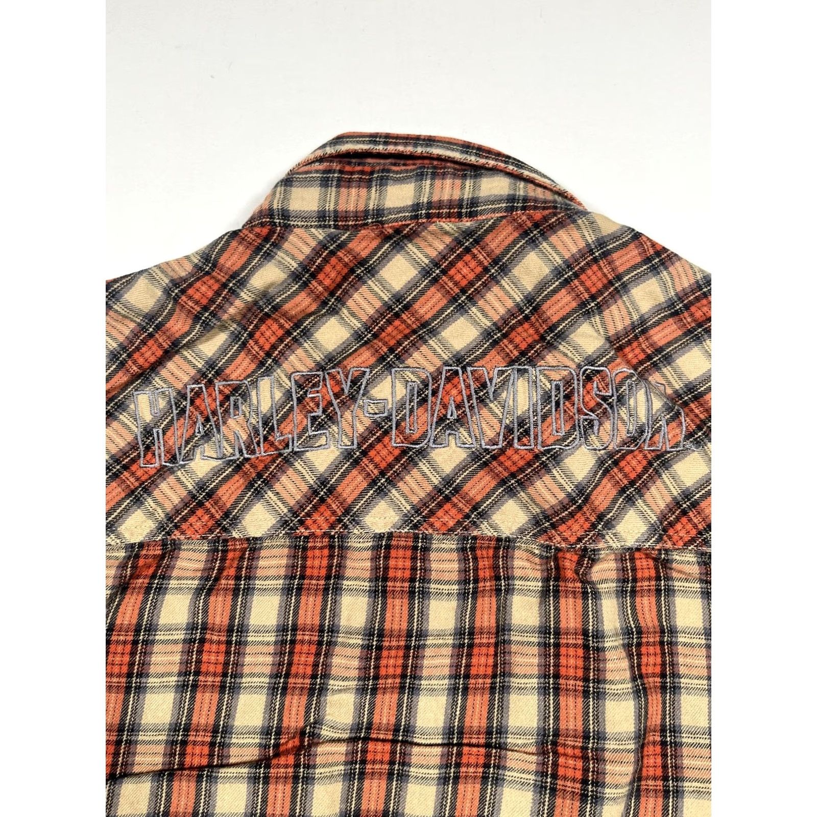 Harley Davidson Harley-Davidson Shirt Mens L Orange Plaid Flannel Button Up Embroidered Long Sleeve Casual Size US L / EU 52-54 / 3 - 6 Thumbnail
