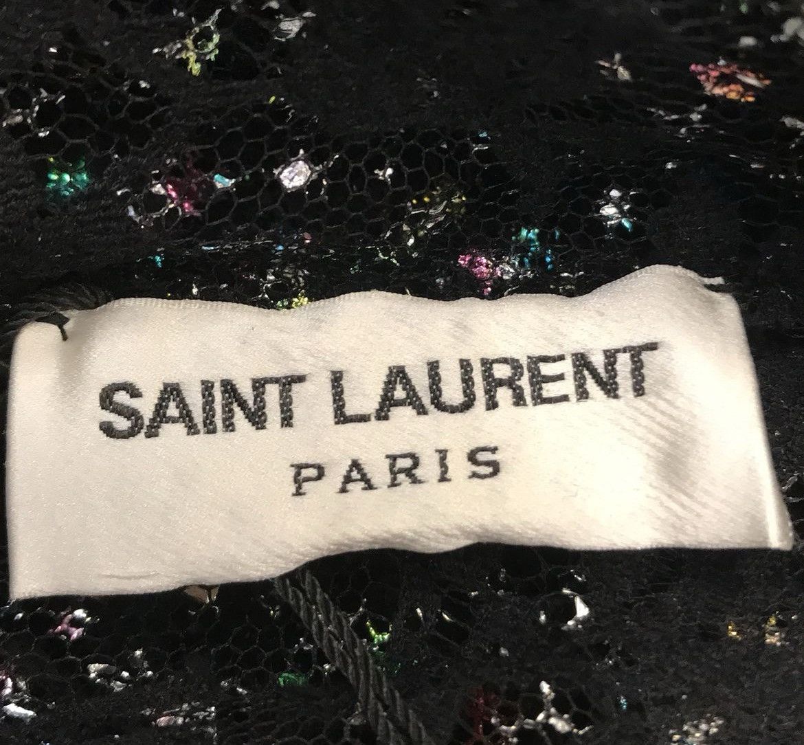 Hedi Slimane × Saint Laurent Paris S/S16 Floral Lace Sheer Multicolor Star Button Up Shirt Size M / US 6-8 / IT 42-44 - 4 Thumbnail