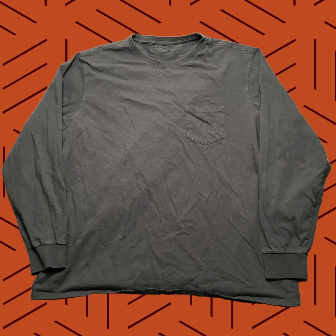 Vintage American Giant Shirt Men 3XL Dark Gray Long Sleeve Pocket Tee Made in USA Cotton Size US XXL / EU 58 / 5 - 1 Thumbnail