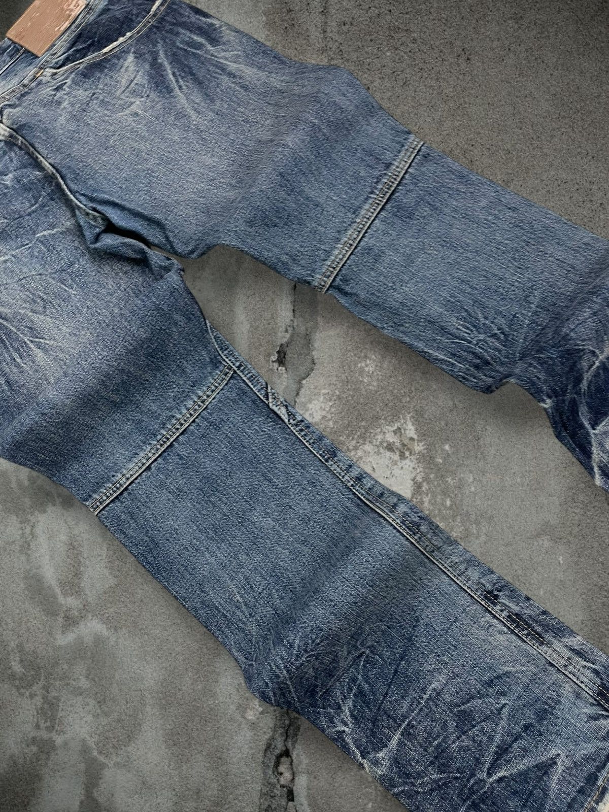 Japanese Brand Vintate 90s Japan Designer Dheart Blue Tribal Lowrise Denim Size US 31 - 14 Thumbnail