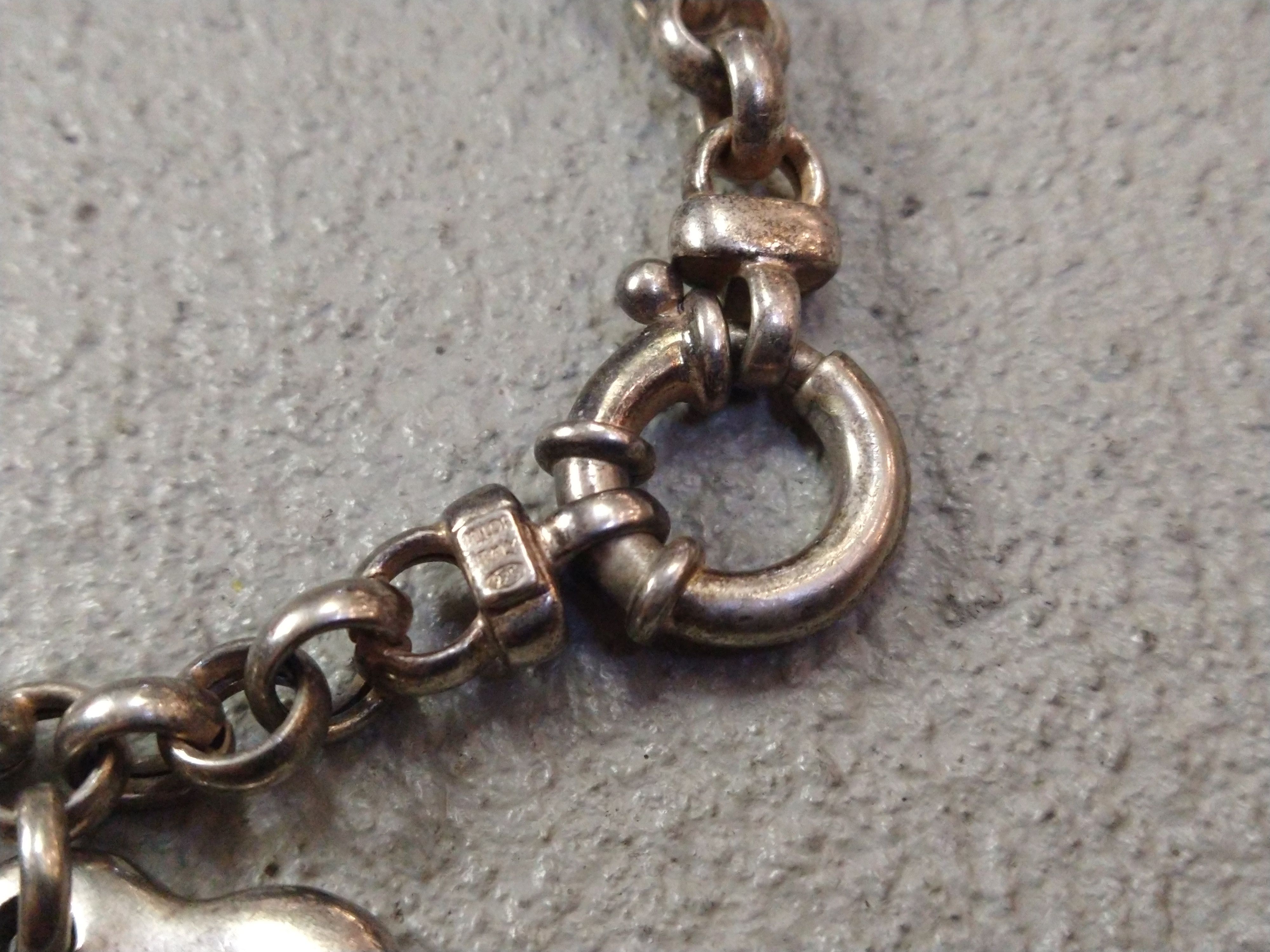 Jewelry Vintage Sterling Silver Bracelet Heart Round Italy 7.75" Y2K Size ONE SIZE - 5 Thumbnail