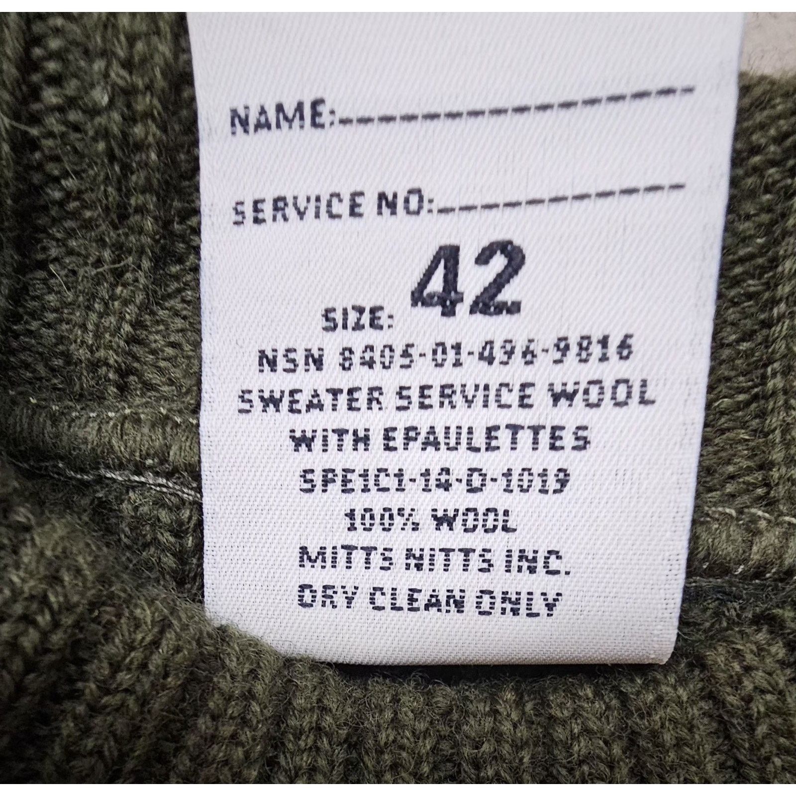 Other DSCP Valor Collection Wool Service Sweater Men's Military 42 Size US XS / EU 42 / 0 - 10 Thumbnail