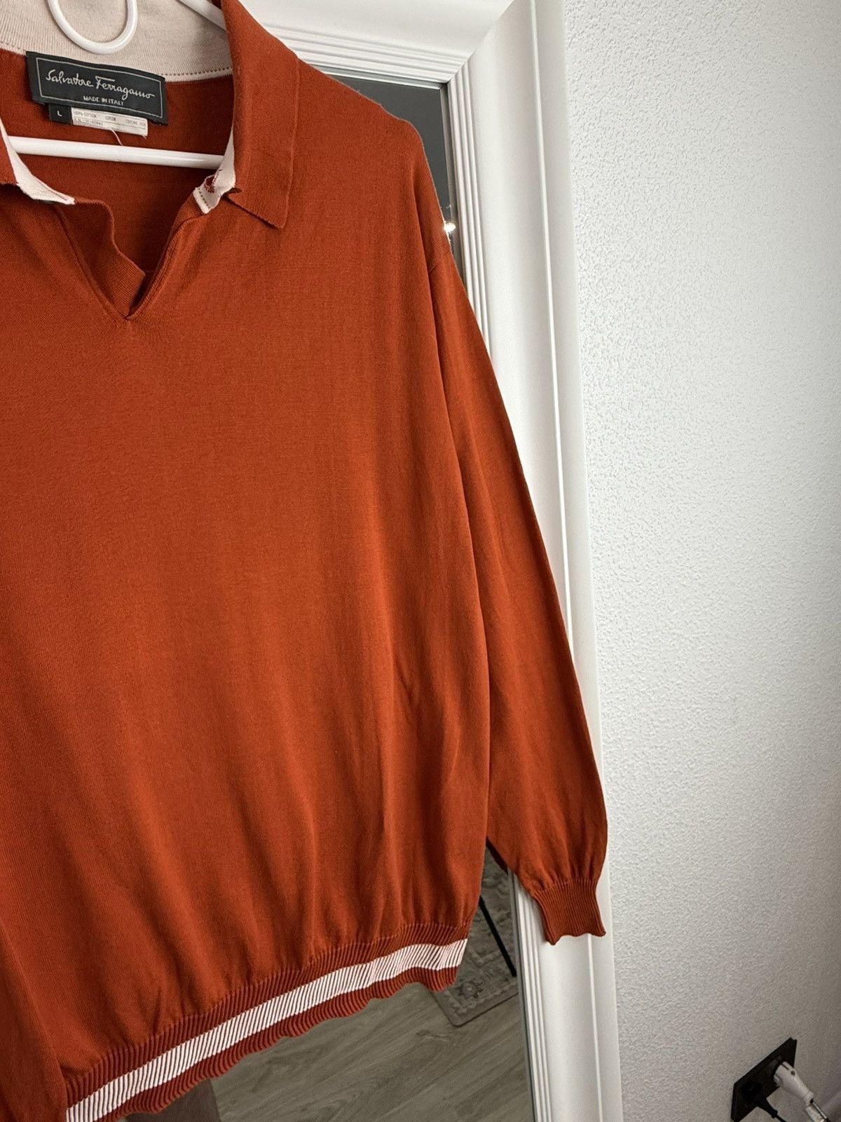 Salvatore Ferragamo Salvatore Ferragamo Sweater Pullover LongSleeve Polo Size: L Size US L / EU 52-54 / 3 - 6 Thumbnail