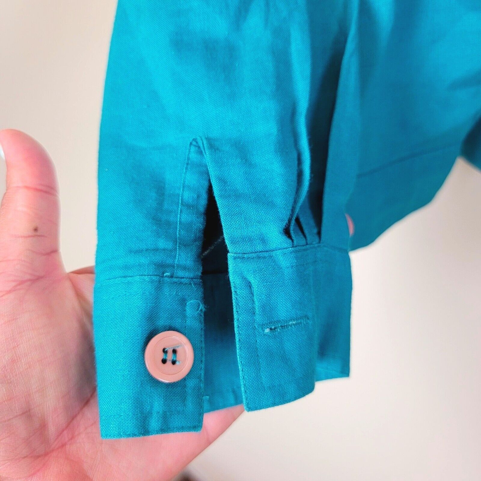 Vintage Carry Back Western Ruffle Front Button Down Shirt Teal Size M / US 6-8 / IT 42-44 - 5 Thumbnail