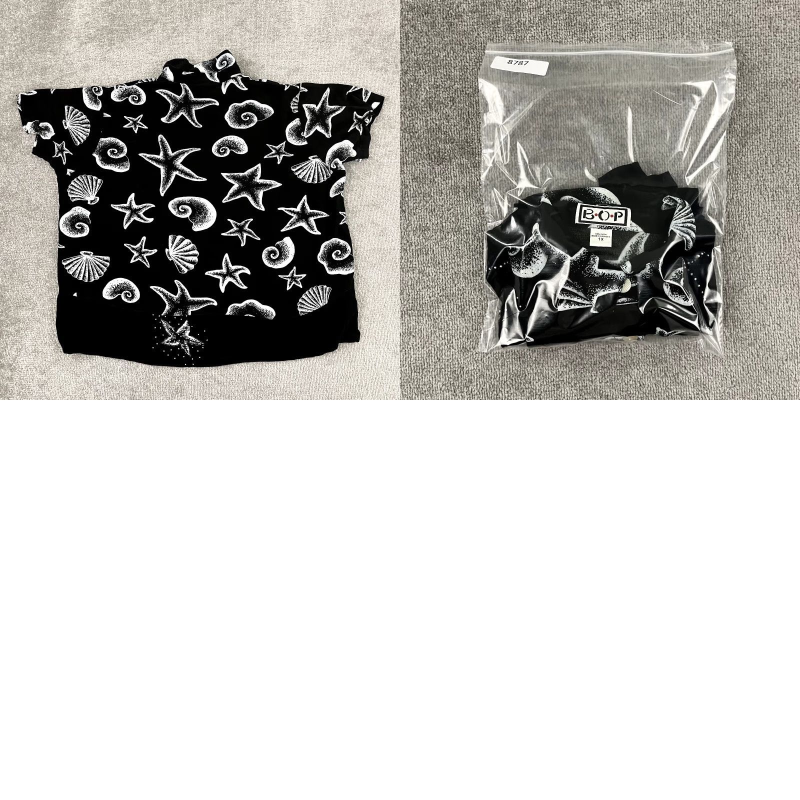 Vintage WE BE BOP Black Button-Up Shirt Women 1X Beaded Animal Print Short Sleeve Casual Top Size XL / US 12-14 / IT 48-50 - 8 Thumbnail