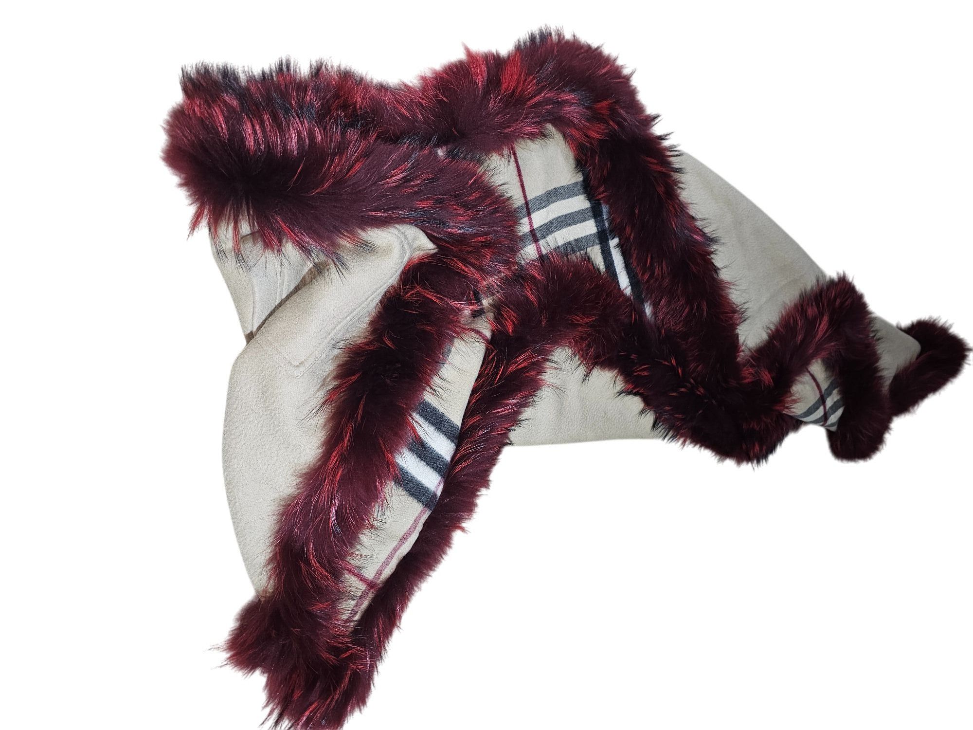 Burberry Burberry 100% Cashmere Fur Trim Scarf/Shawl Wrap Plaid Desig Size ONE SIZE - 15 Thumbnail