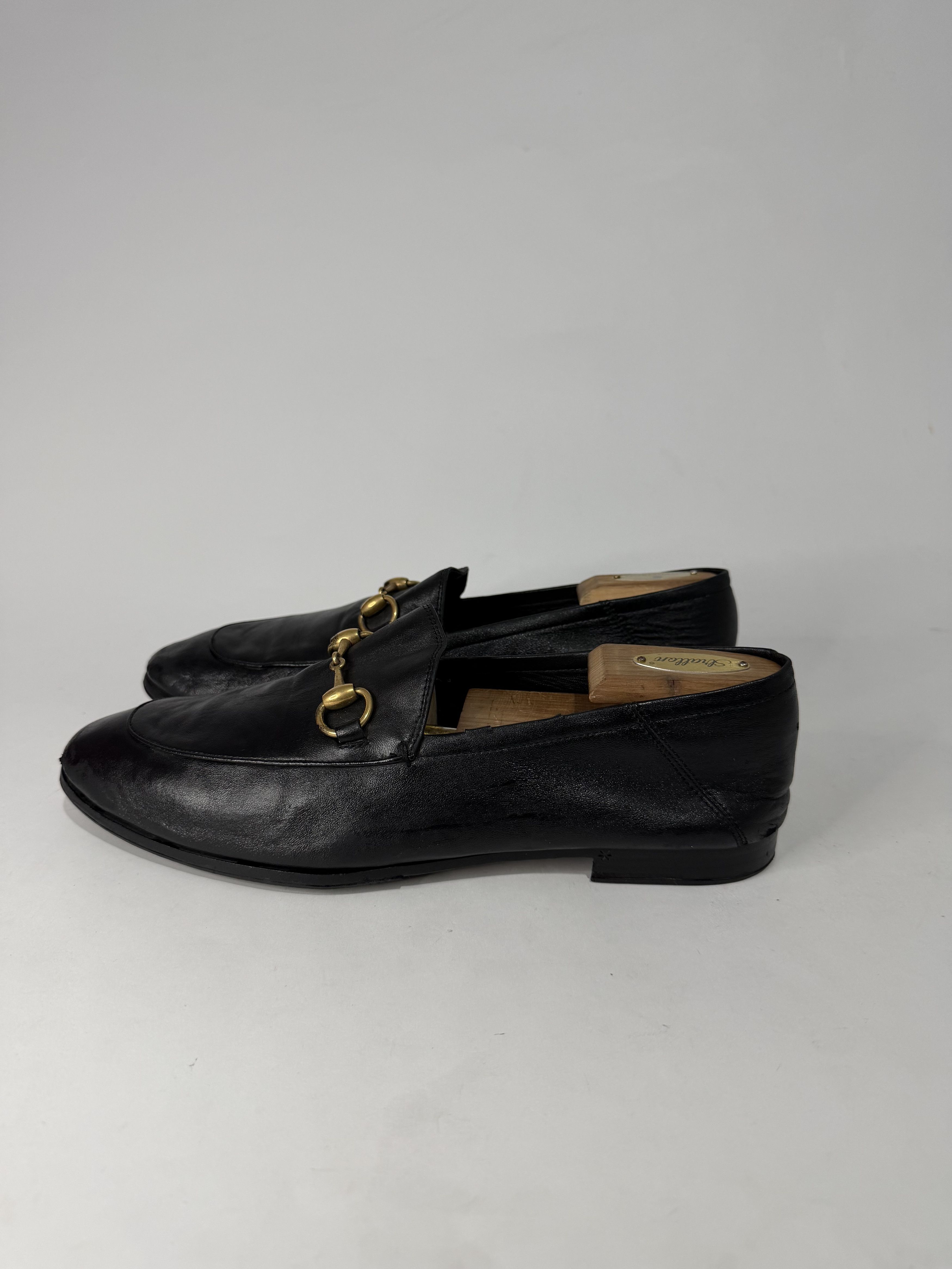 Gucci Black Leather Brixton Horsebit Slip On Loafers