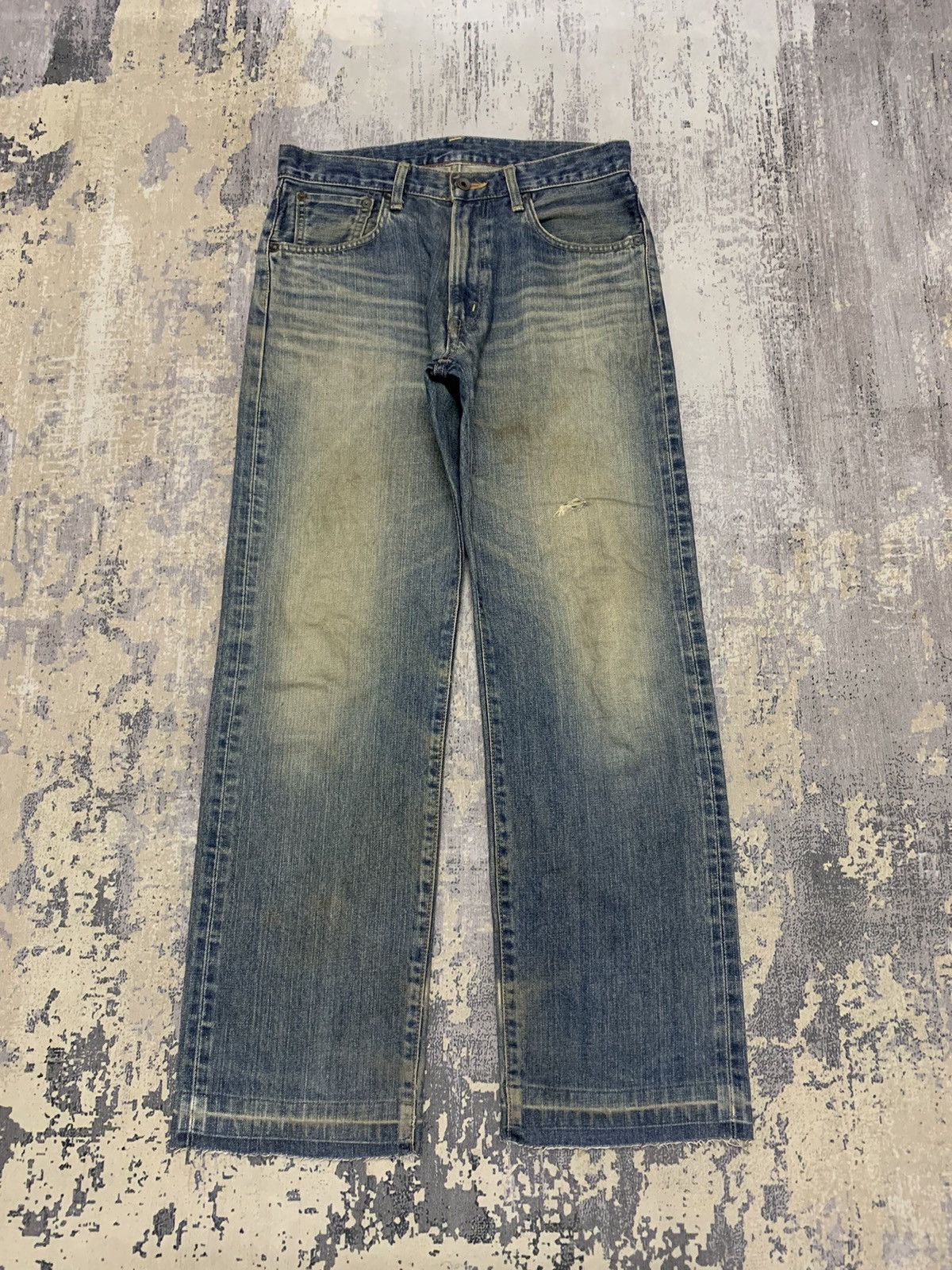 image of Jnco x Le Grande Bleu L G B Vintage Edwin Japan 505 Selvedge Orang Tab Washed Jean in Washed Blue (