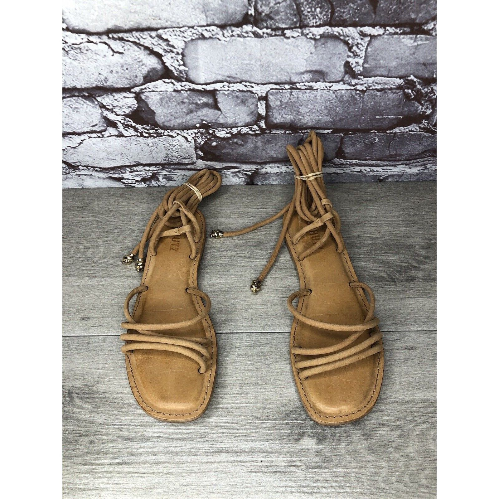 Other SCHUTZ Magdalena Nude Caramel Nubuck Boho Ankle Lace Sandals Size US 7 / IT 37 - 2 Thumbnail
