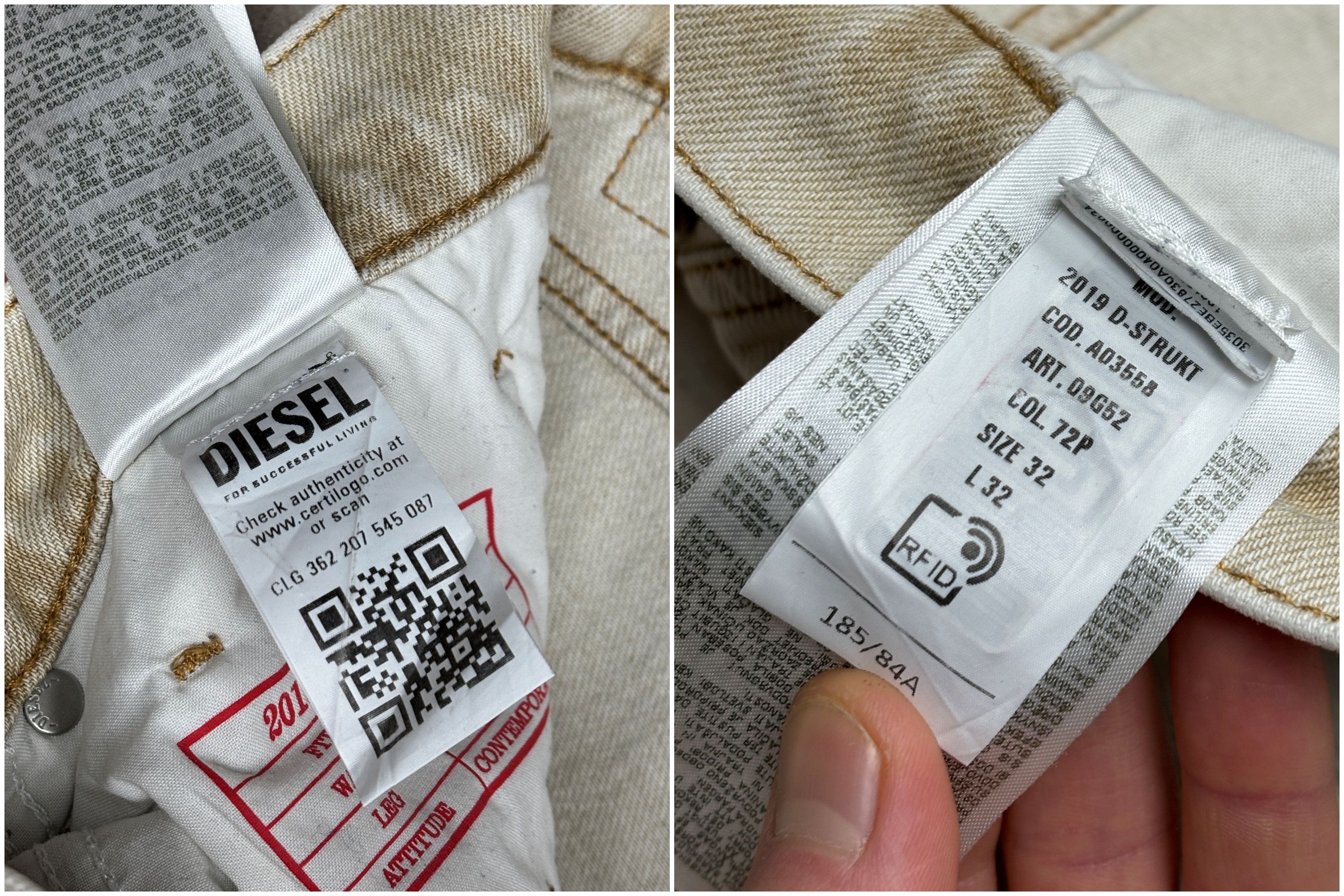 Diesel Diesel Jeans 2019 D-Strukt Slim Fit Washed Beige Size US 32 / EU 48 - 16 Thumbnail