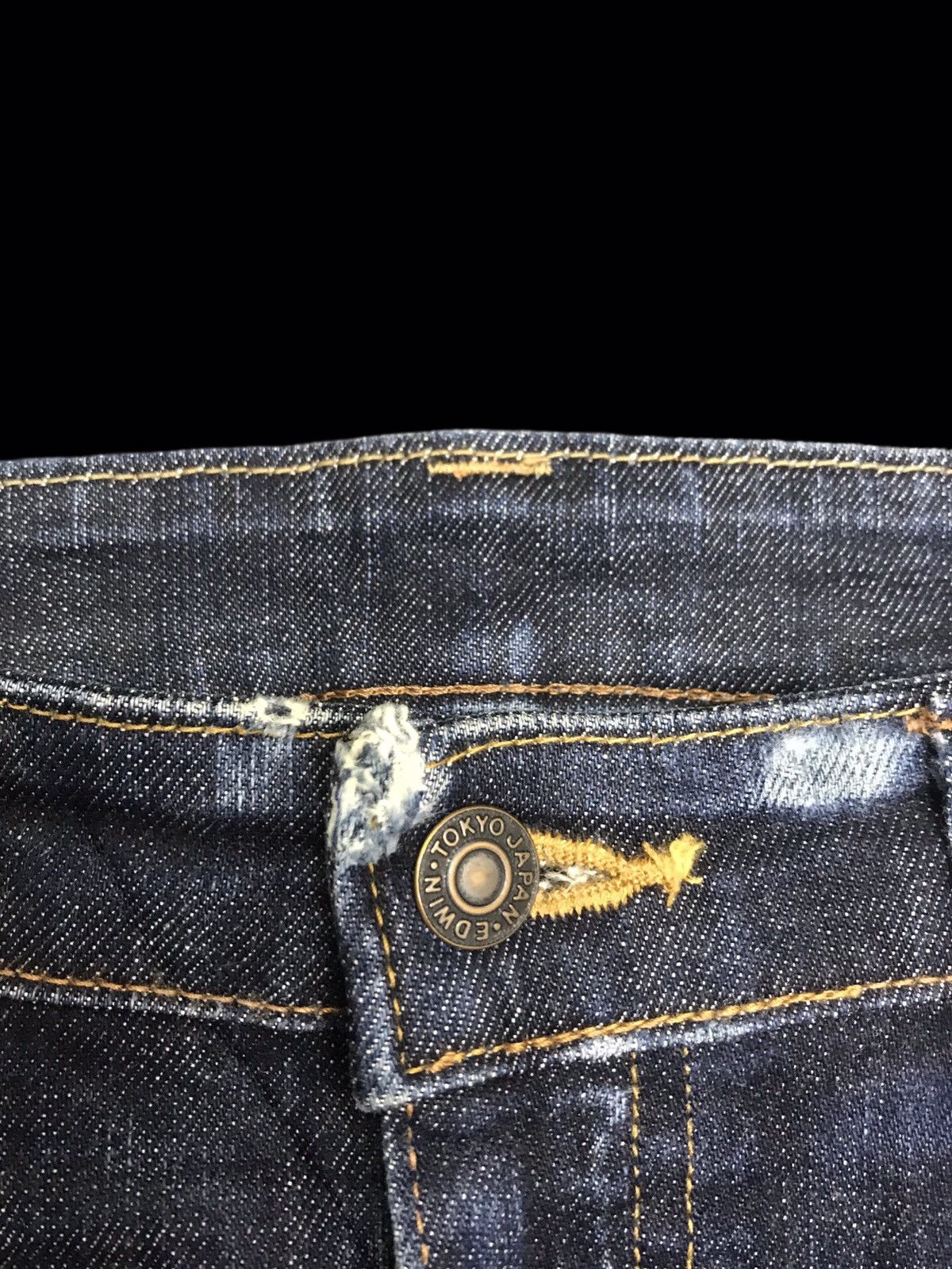 Edwin × Japanese Brand 💥EDWIN 503 Stretchable Slim Fit Distressed Denim F192 Size US 33 - 3 Thumbnail