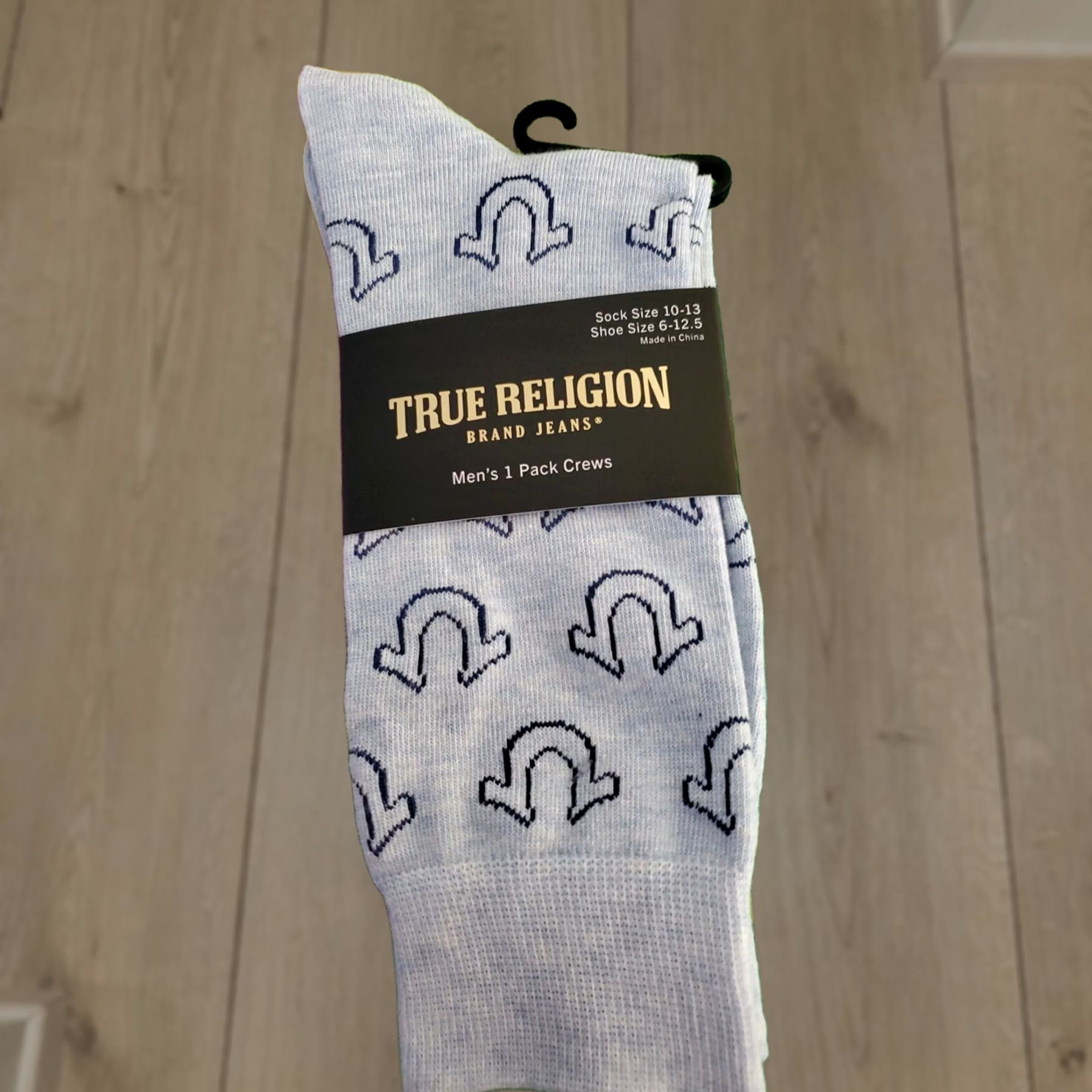 True Religion TRUE RELIGION Socks Crew 10-13 Men Blue 1 Pair Cotton Blend Horse-Shoe Size ONE SIZE - 1 Thumbnail