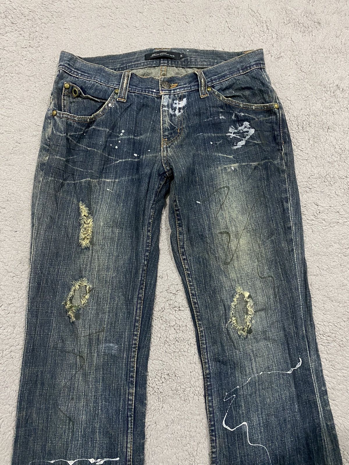 If Six Was Nine ROOT THREE Flared Paint Splashed Low Rise Denim Size US 31 - 3 Thumbnail