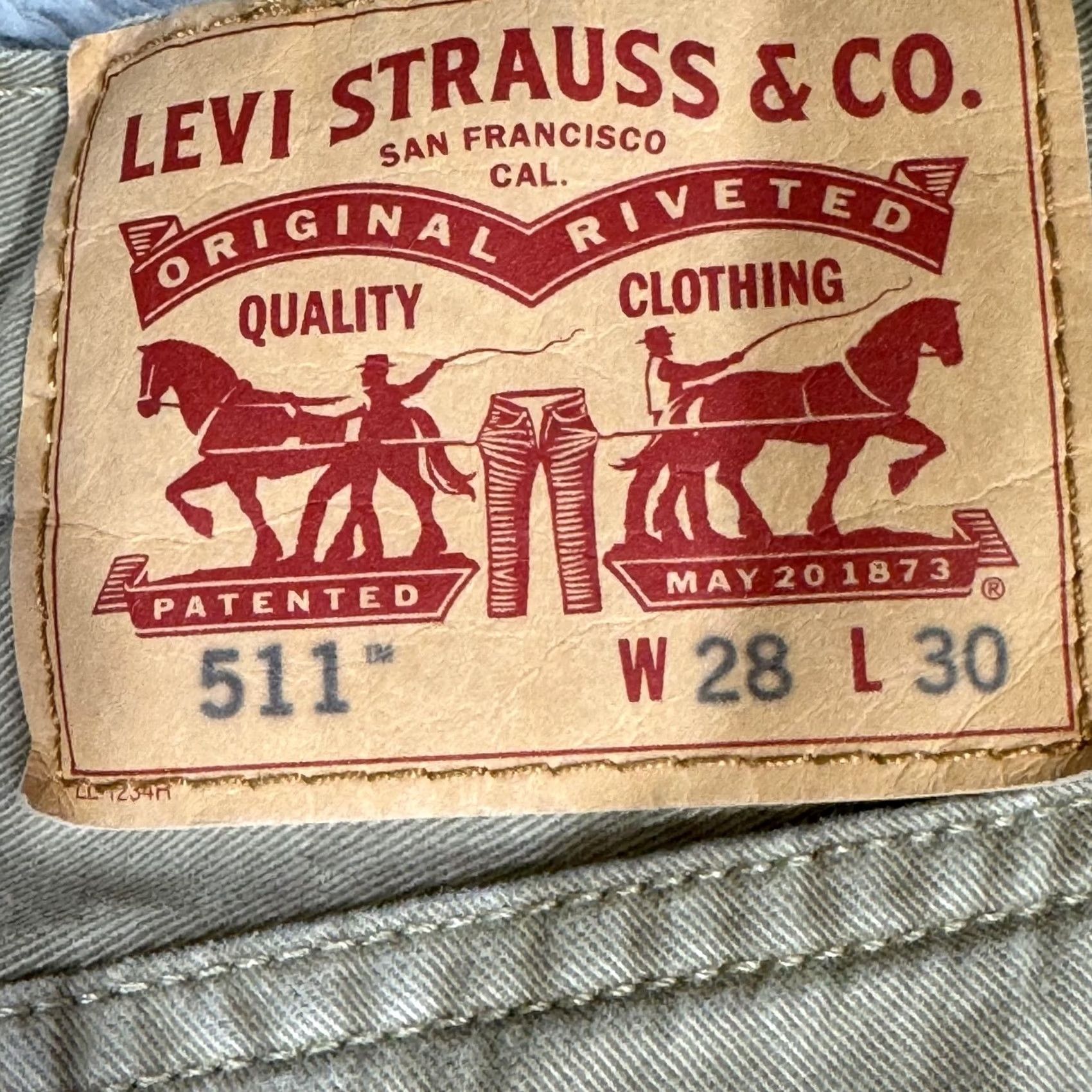 Levi's VINTAGE Levis 511 Jeans Mens 28x30 Tan Khaki Slim Fit Twill Chino Zip Fly Size US 28 / EU 44 - 3 Thumbnail