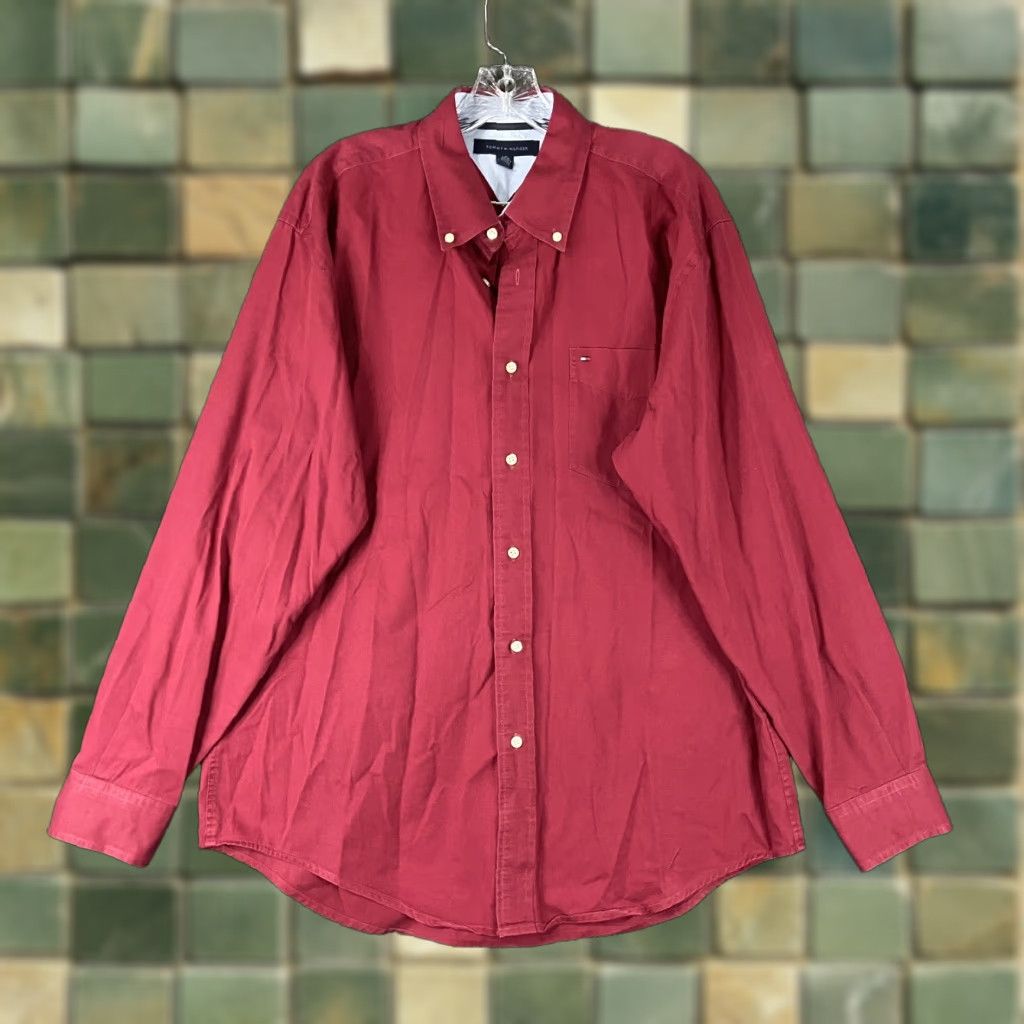 Tommy Hilfiger Tommy Hilfiger Button-Up Shirt Men L Long Sleeve Red Size US L / EU 52-54 / 3 - 1 Thumbnail