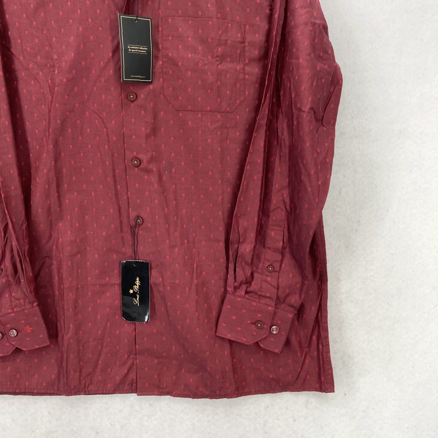 Vintage Louis Philippe Shirt Mens L Red Classic Fiesta Collection Cotton Party Shirt Dress Shirt Long Sleeve Polka Dot 100% Cotton Mens Regular LPSFMCLBK09766 Size US L / EU 52-54 / 3 - 3 Thumbnail