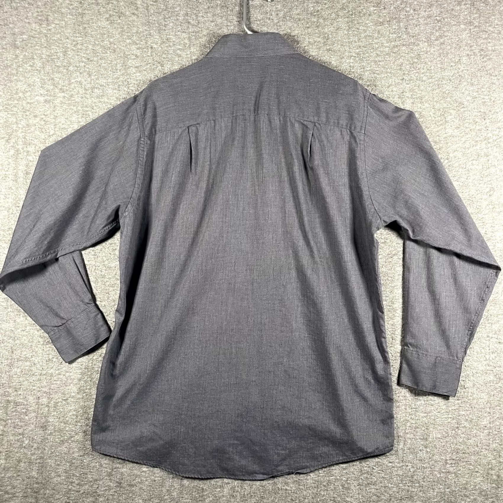 Vintage Cezani Shirt Mens 16.5 34/35 Gray Solid Cotton Button Down Long Sleeve Dress Shirt Mens Black Label Tailoring Size 46R - 3 Thumbnail
