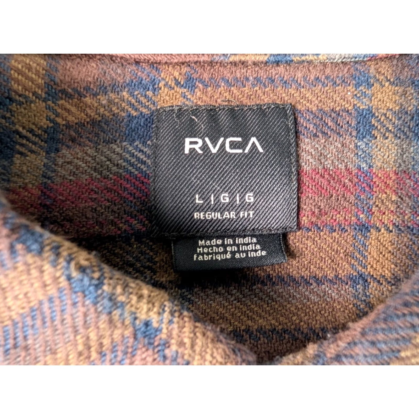 RVCA RVCA Shirt Mens Regular Brown Plaid Button-Up Long Sleeve Large Wool/Cotton Flannel Button-Down Western Theme Size US L / EU 52-54 / 3 - 2 Thumbnail