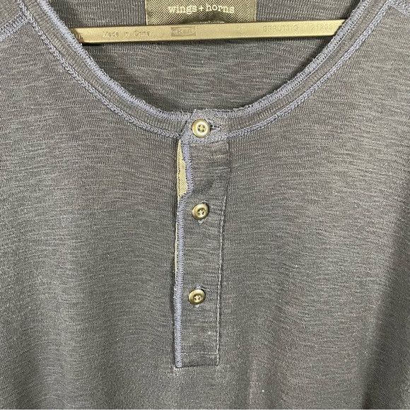Wings + Horns Wings + Horns Classic Navy Blue Long Sleeve Henley Size US XL / EU 56 / 4 - 2 Thumbnail