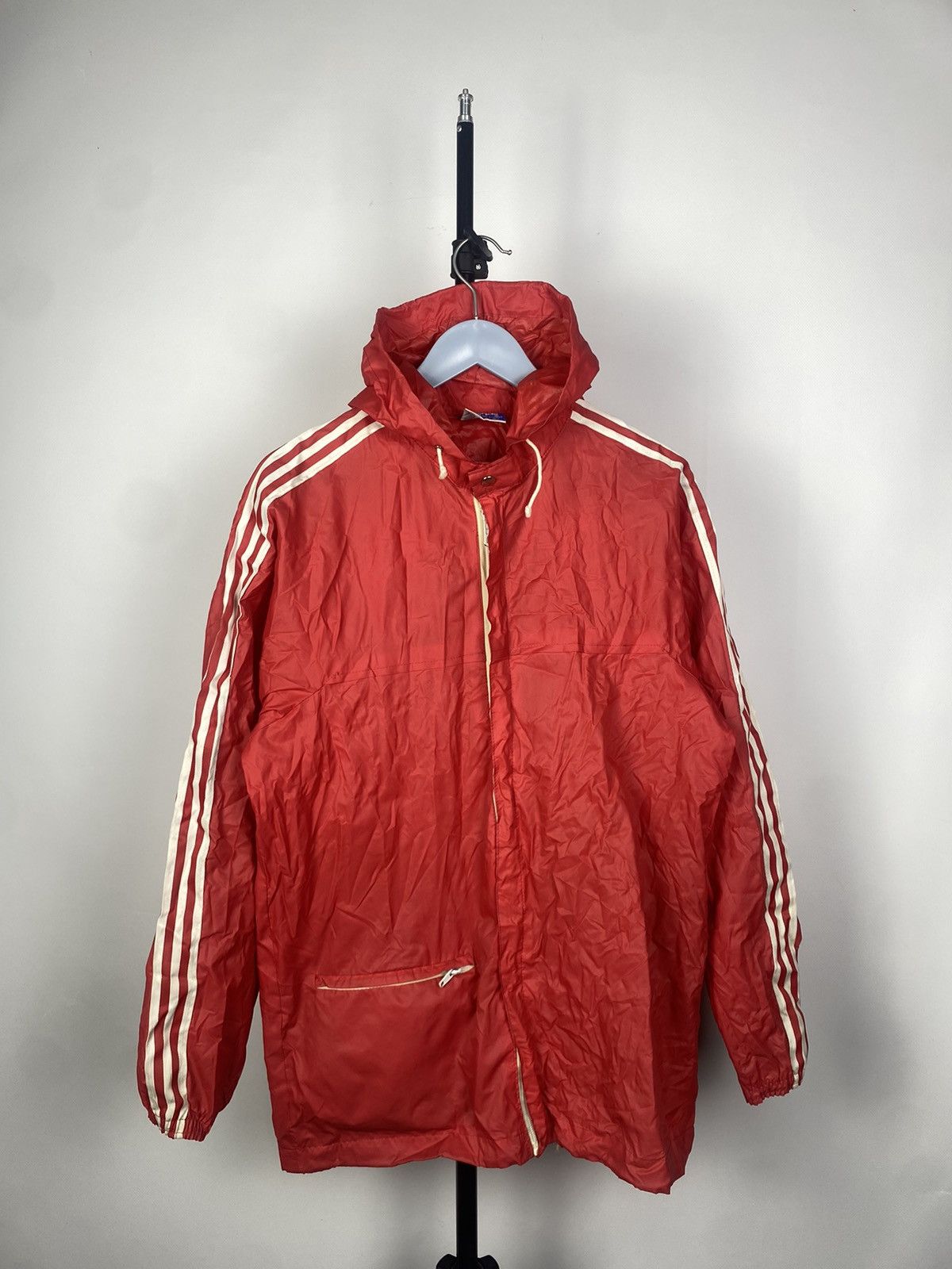 Adidas × Vintage Rare 80s Vintage AdidasTrack Rain Jacket Transformer Bag Size US S / EU 44-46 / 1 - 1 Thumbnail