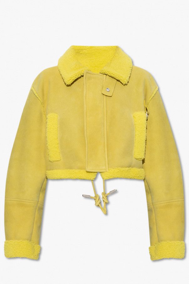 Off-White o1gr1nt1124 Shearling Crop Jacket in Yellow Size S / US 4 / IT 40 - 1 Thumbnail