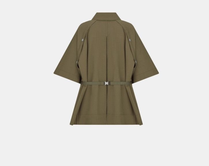 Dior o1w1db10225 417C42A3 Cape-Effect Peacoat in Khaki Size S / US 4 / IT 40 - 2 Thumbnail