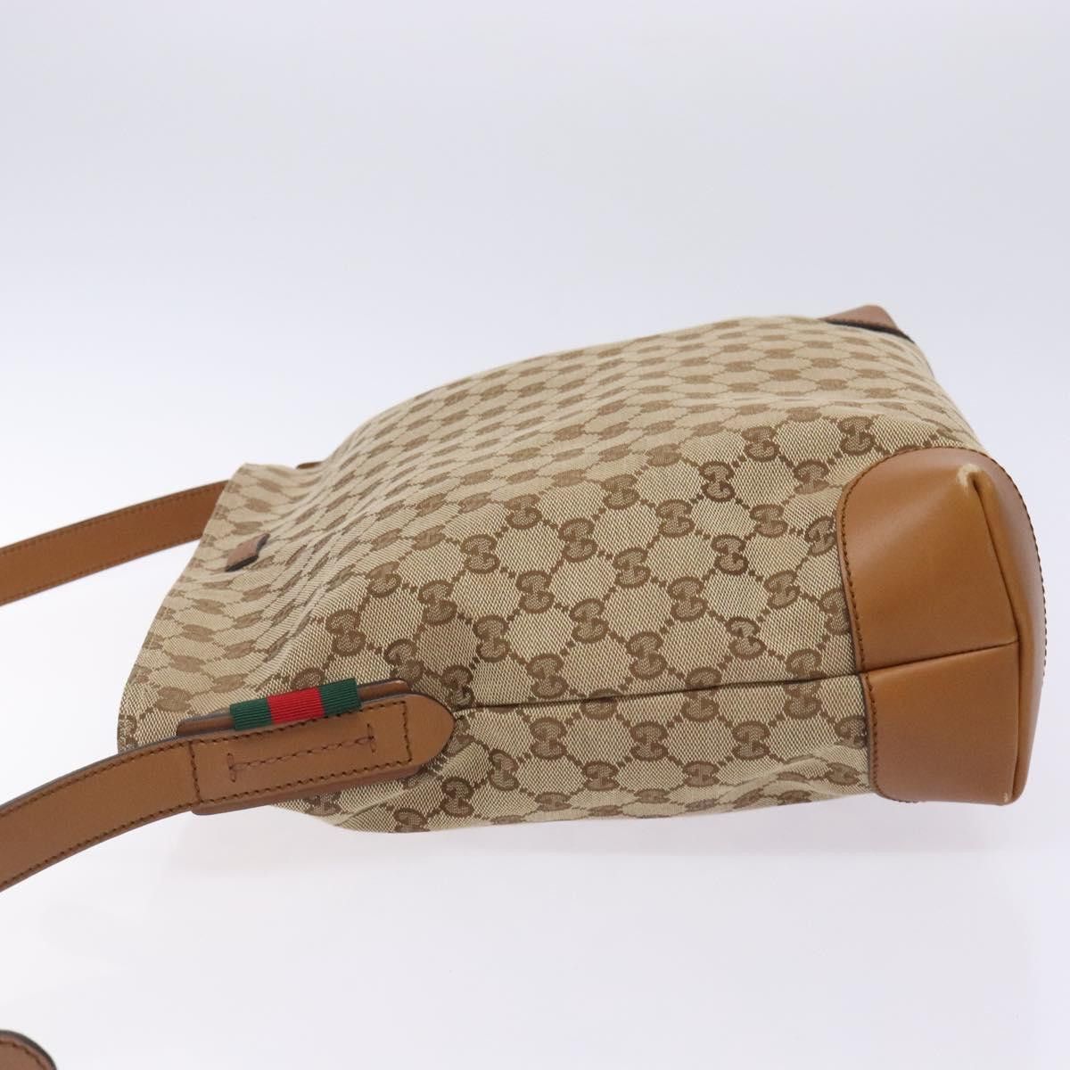 Gucci GUCCI GG Canvas Web Sherry Line Shoulder Bag Beige Silver Size ONE SIZE - 5 Thumbnail