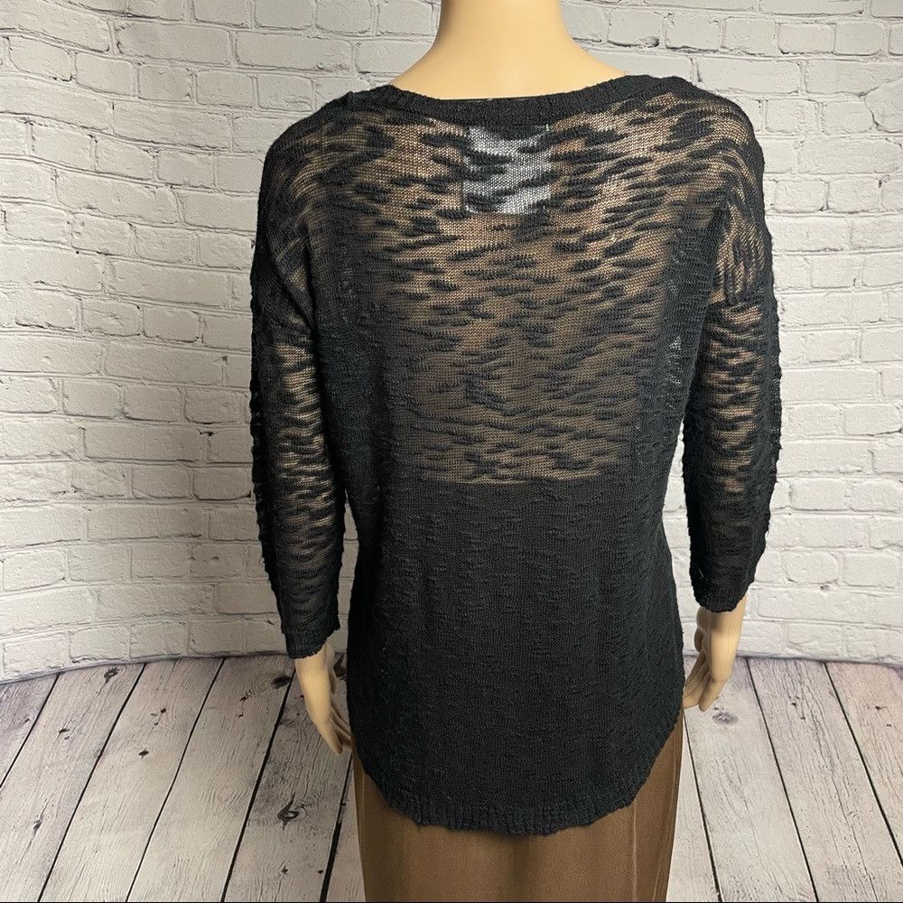 Other Pieces By Kensie Knit Black 3/4 Sleeve Sweater Size S Size S / US 4 / IT 40 - 4 Thumbnail