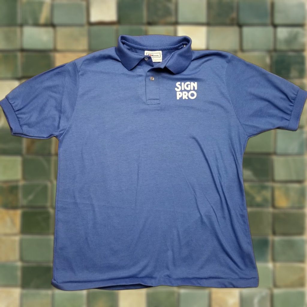 Hanes VINTAGE Hanes Shirt Mens L Blue 90s Polo Short Sleeve Sign Pro Employee Size US L / EU 52-54 / 3 - 1 Thumbnail