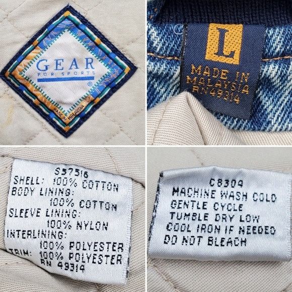 Vintage Vintage 90s y2k Varsity 2 Tone Blue Jean Tan Denim Bomber Size US L / EU 52-54 / 3 - 6 Thumbnail