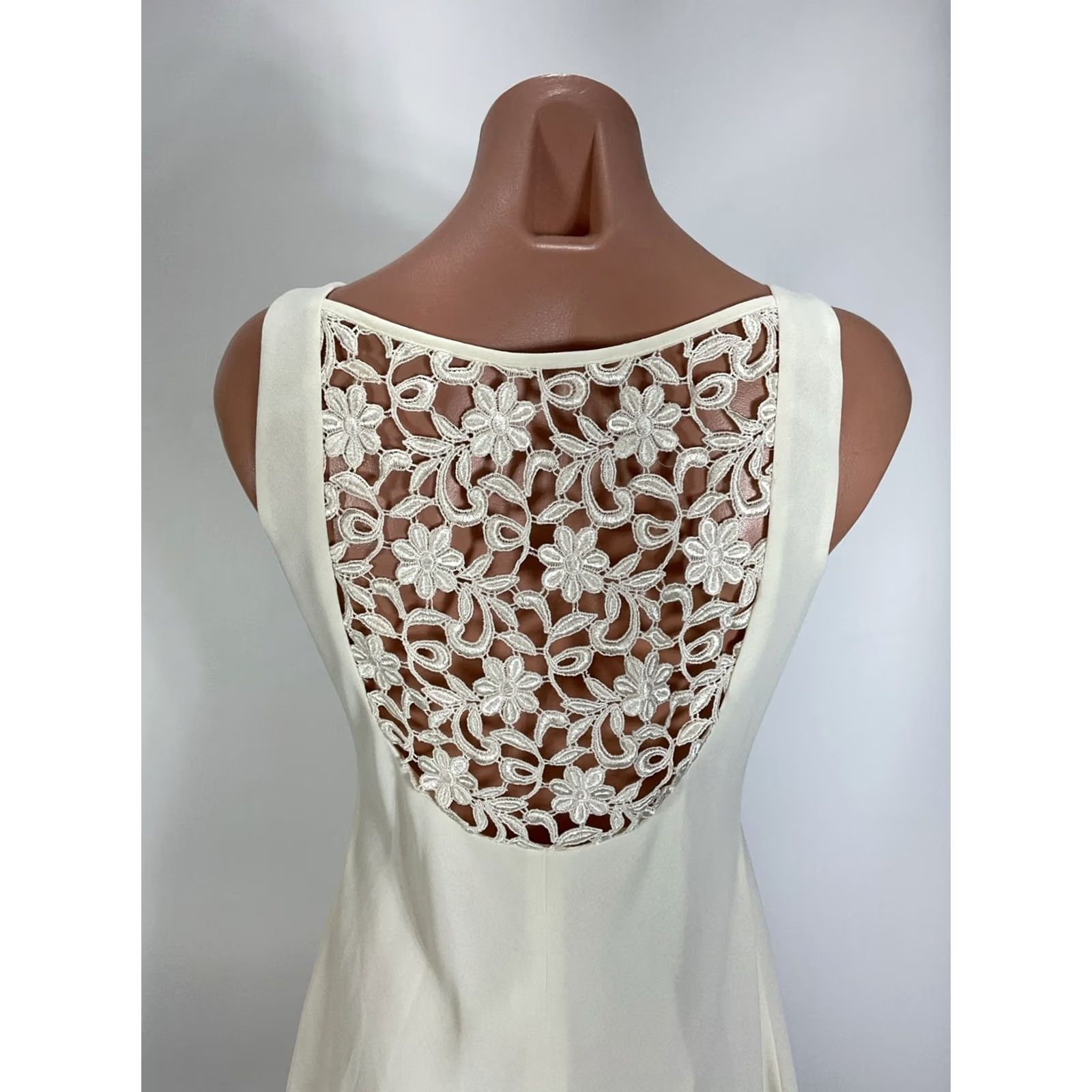 Laundry by Shelli Segal VINTAGE Laundry by Shelli Segal 90s Ivory Floral Lace Embroidered Skater Dress 8 Size M / US 6-8 / IT 42-44 - 5 Thumbnail