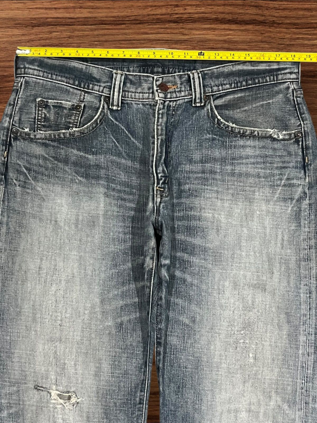 Japanese Brand Vintage Japanese Brand GL Heart Blue Washed Baggy Leg Jeans Size US 36 / EU 52 - 13 Thumbnail