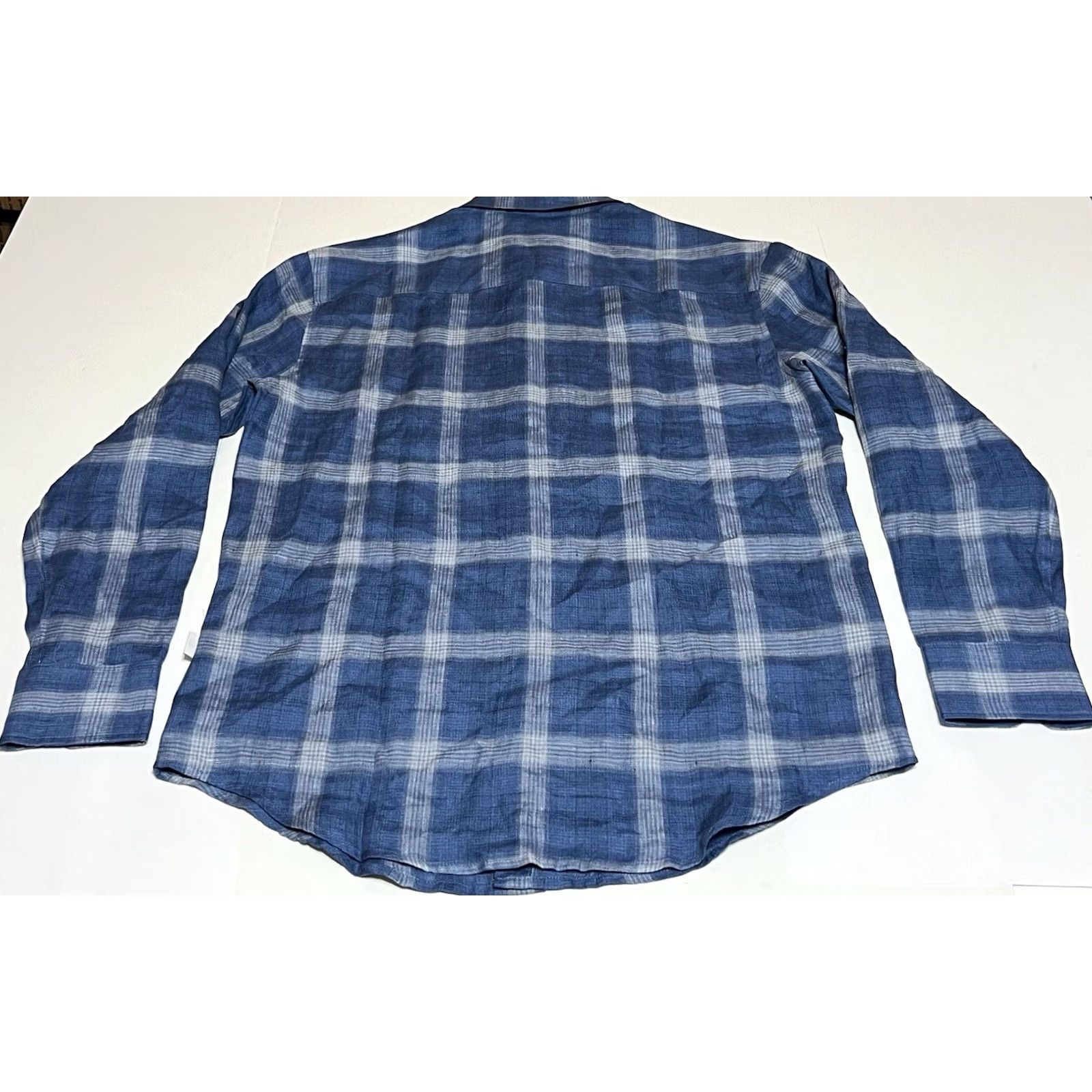 Cubavera Cubavera Shirt Men M Long Sleeve Blue Linen Plaid Button-Up Collared Size US M / EU 48-50 / 2 - 3 Thumbnail