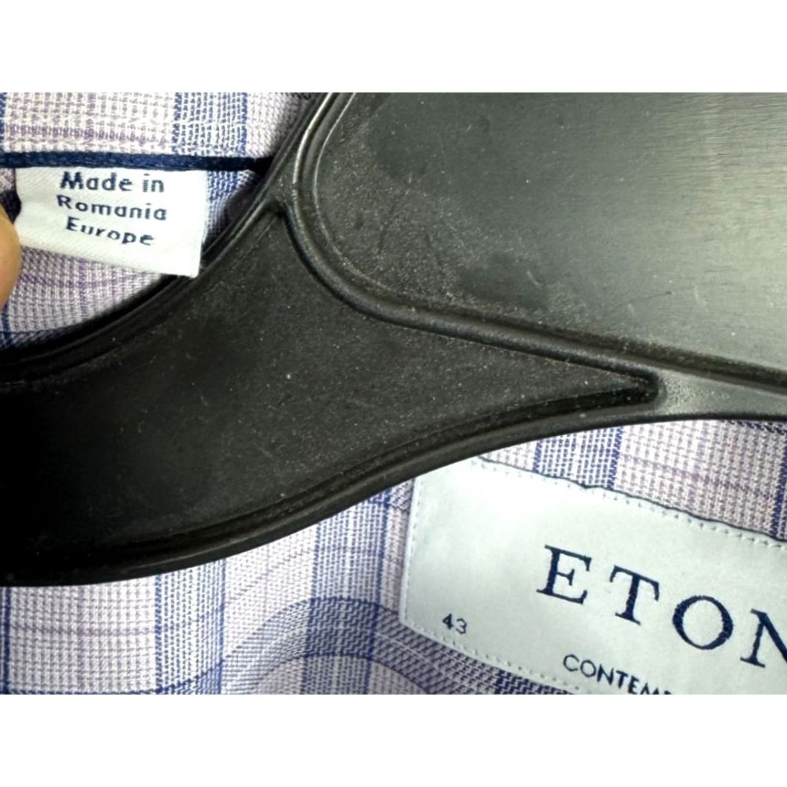 Eton Eton Contemporary Dress Shirt Mens 43-17 L/S Blue Pink Check Designer Button Up Size 46R - 4 Thumbnail