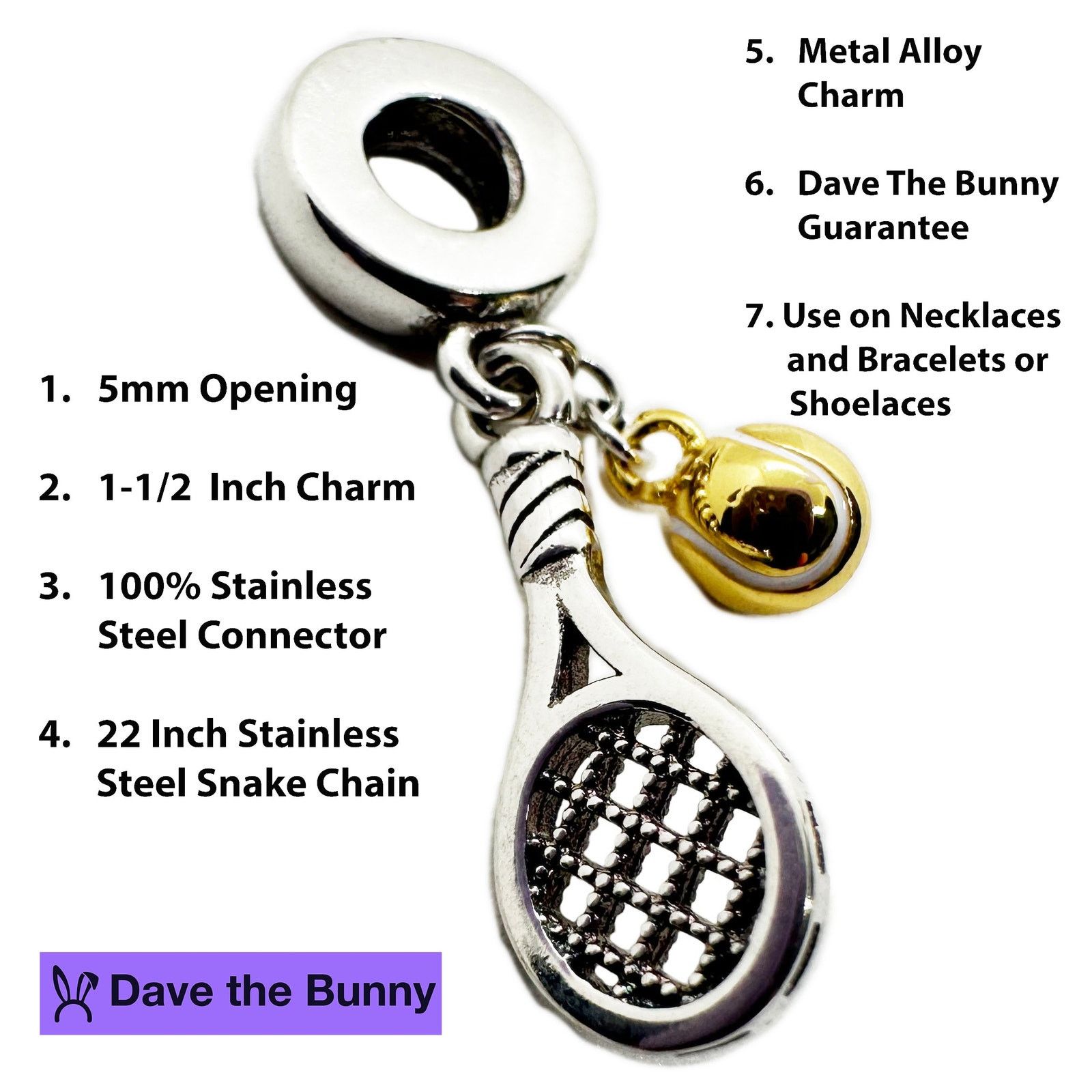 & Other Stories Tennis Racket Bracelet and Tennis Ball Stainless Steel Chain Size ONE SIZE - 2 Thumbnail