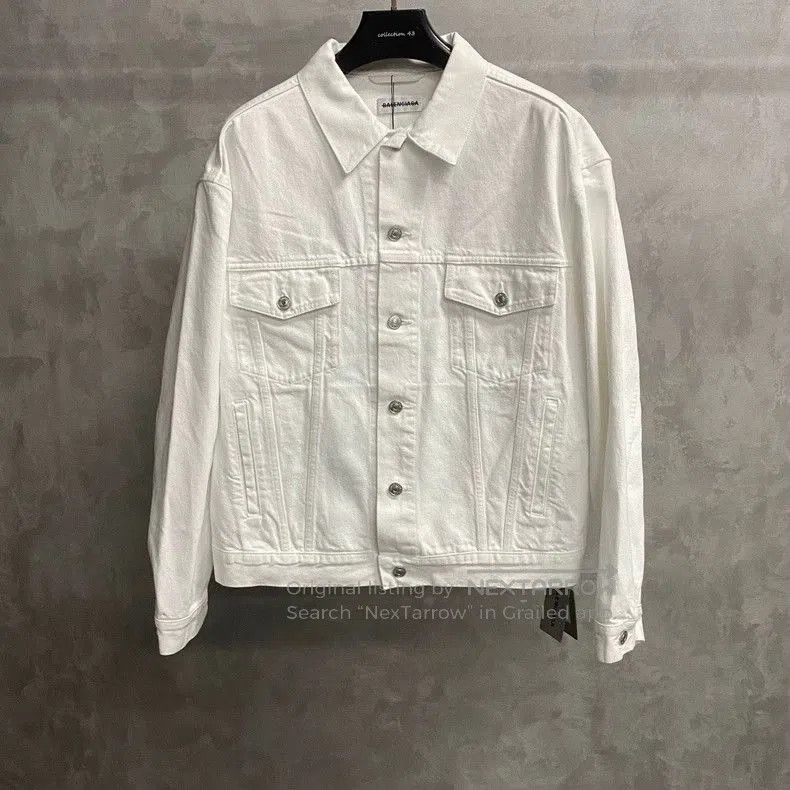 Balenciaga Balenciaga White Logo Denim Jacket. Size US S / EU 44-46 / 1 - 2 Thumbnail