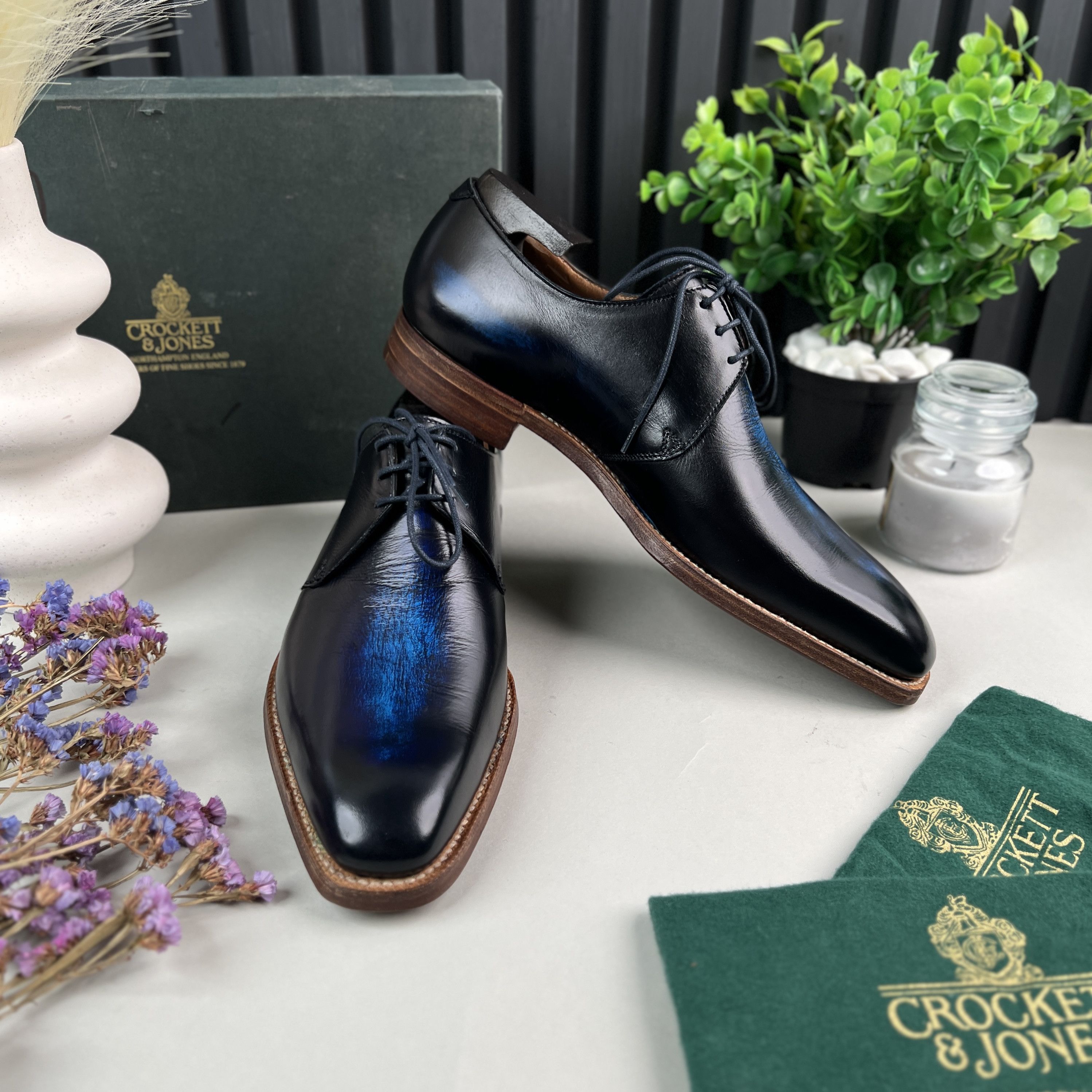 Crockett & Jones Highbury Derby Dress Blue Patina Leather Size US 8 / EU 41 - 3 Thumbnail