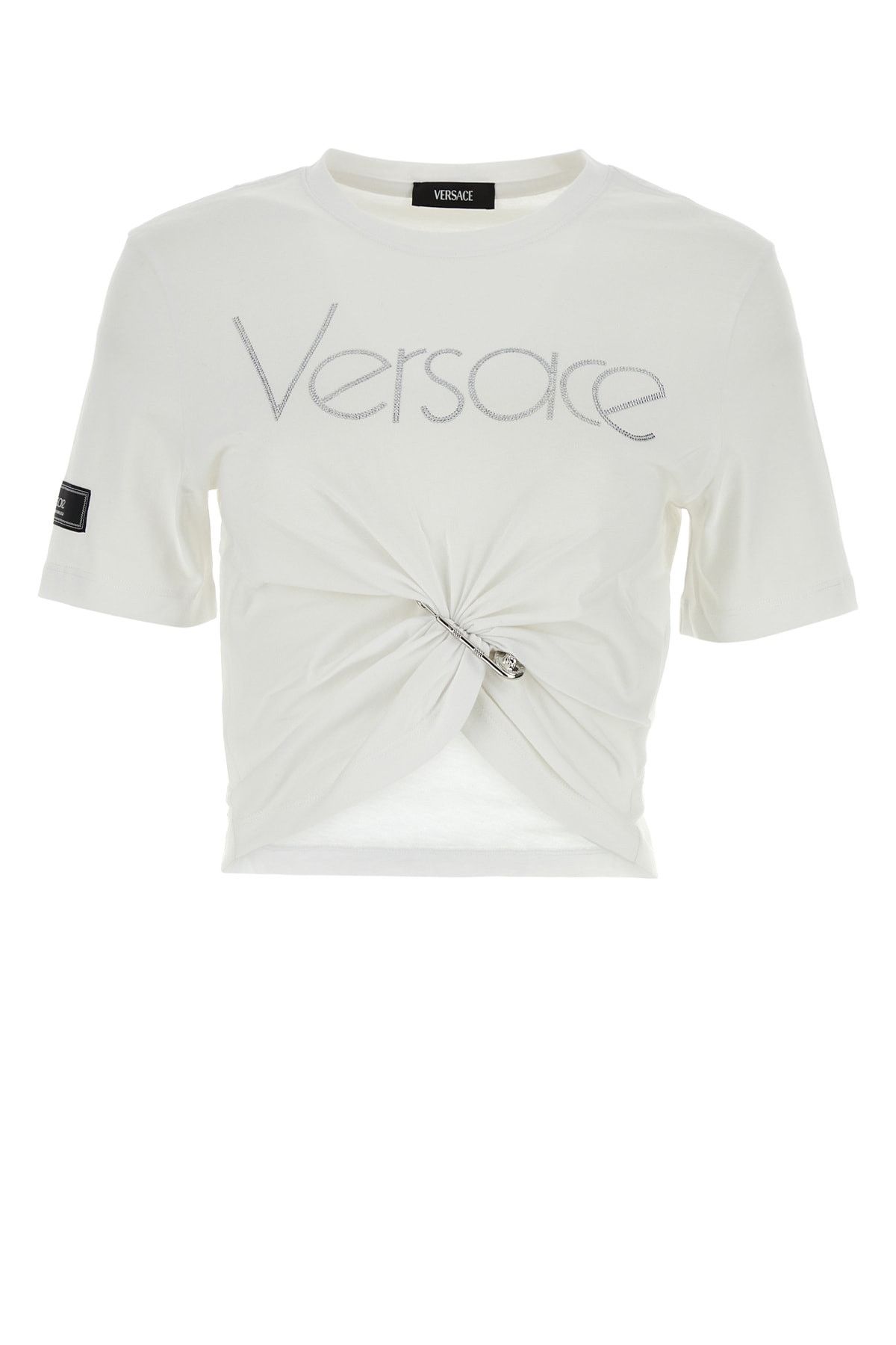 image of Versace Tshirt Jersey Fabric Hotfix Embroidery Series Logo in Mixed Colours, Women's (Size Medium)