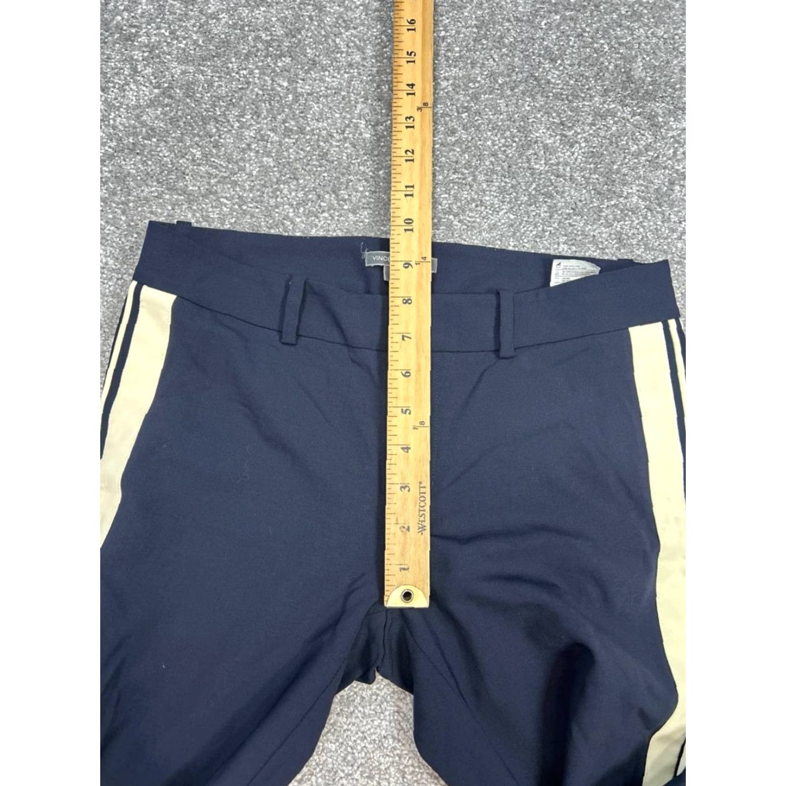 Vince Vince Women's Pants Ankle Blue Wool Stretch Side Stripe Mid Rise Straight Leg Size 26" / US 2 / IT 38 - 6 Thumbnail