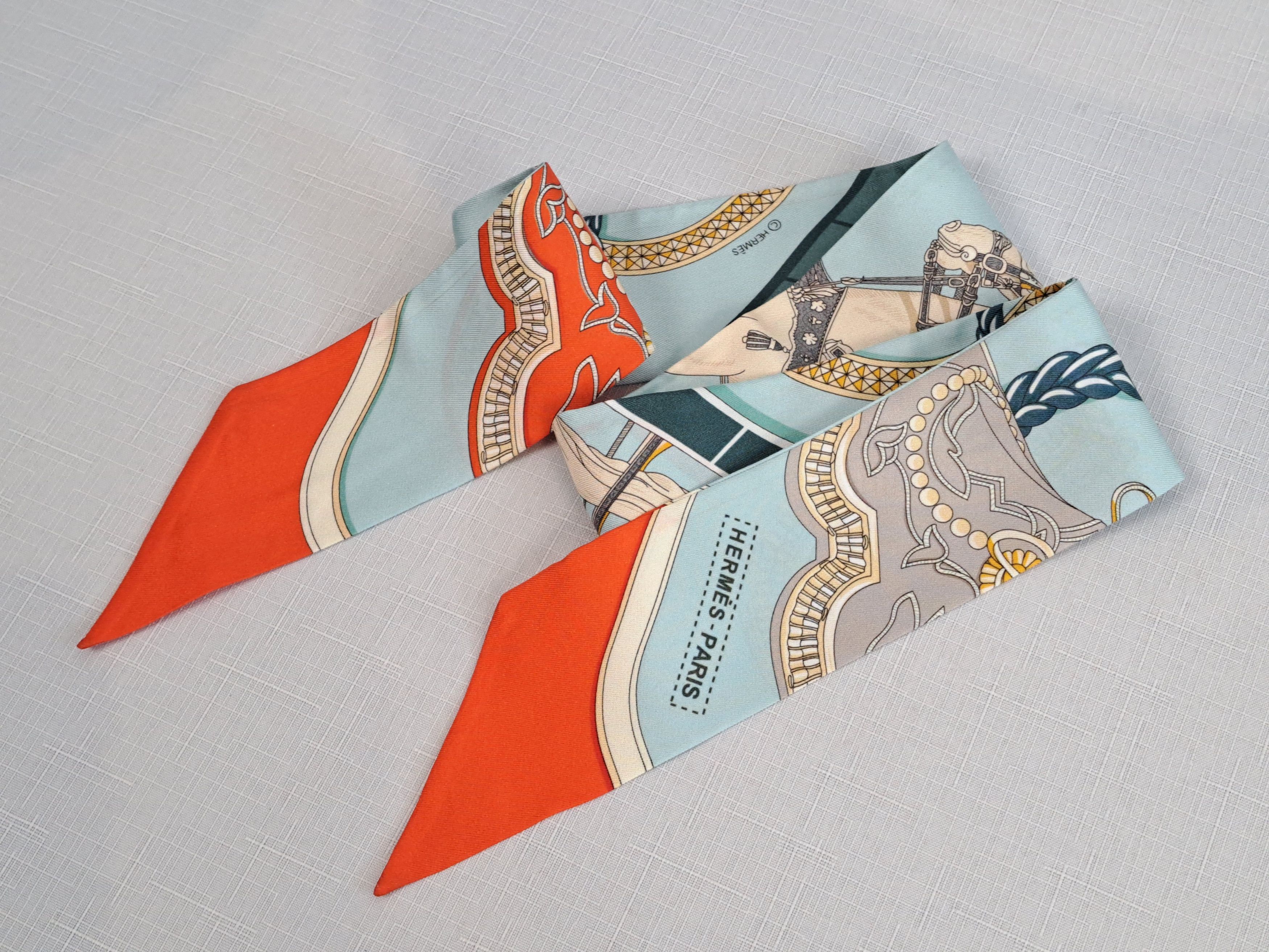 Hermes HERMES Paris silk twilly scarf. Size ONE SIZE - 6 Thumbnail