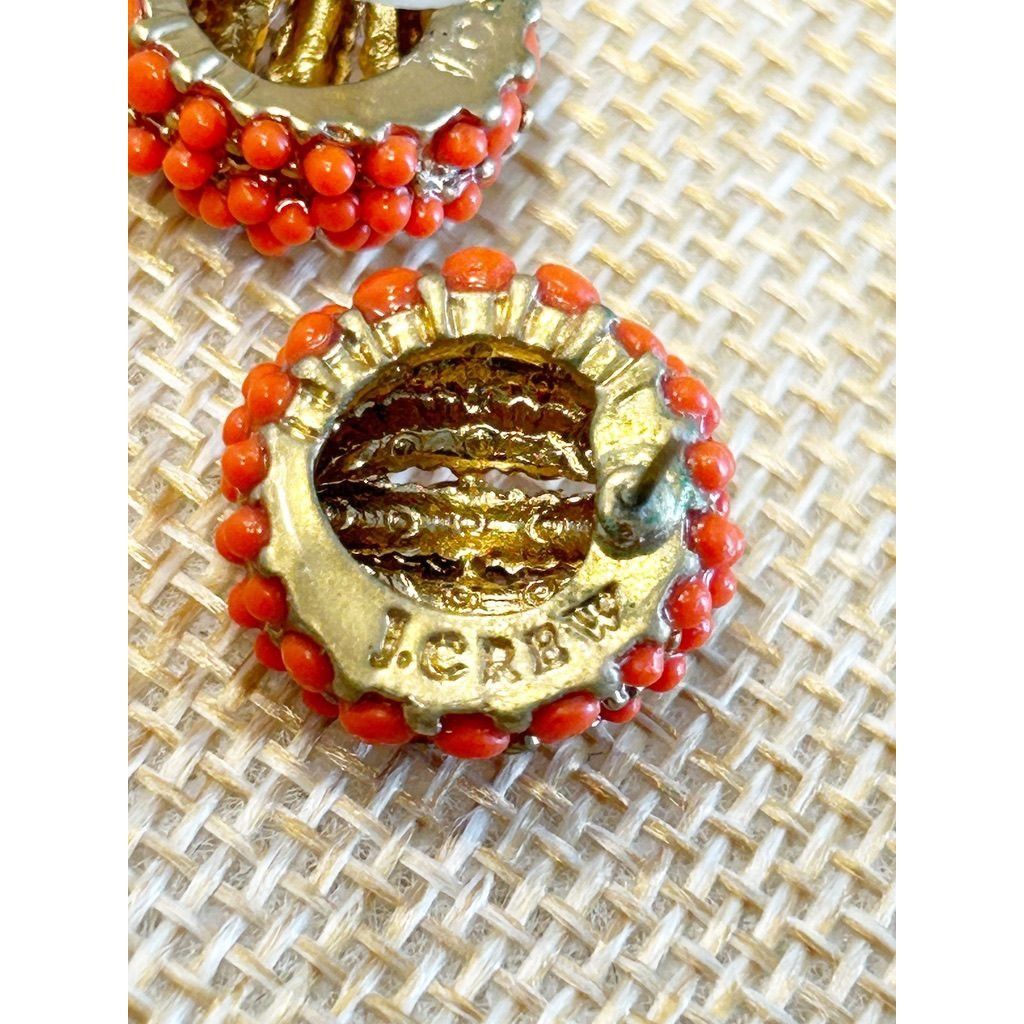 J.Crew J.Crew Beaded Round Orb Stud Earrings in Orange Size ONE SIZE - 3 Thumbnail