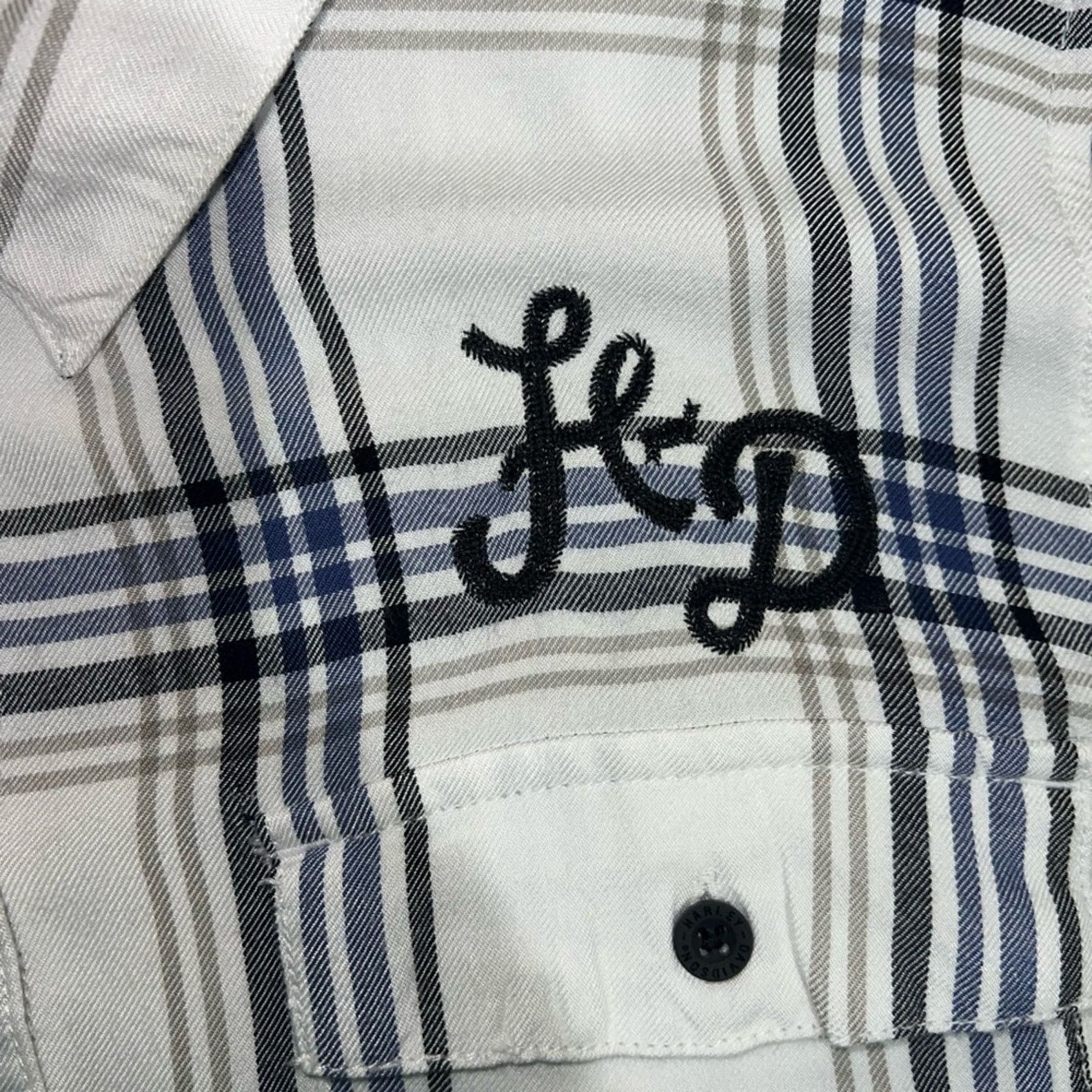 Harley Davidson Harley-Davidson Plaid White/Blue Long Sleeve Button-Up Size XL / US 12-14 / IT 48-50 - 3 Thumbnail
