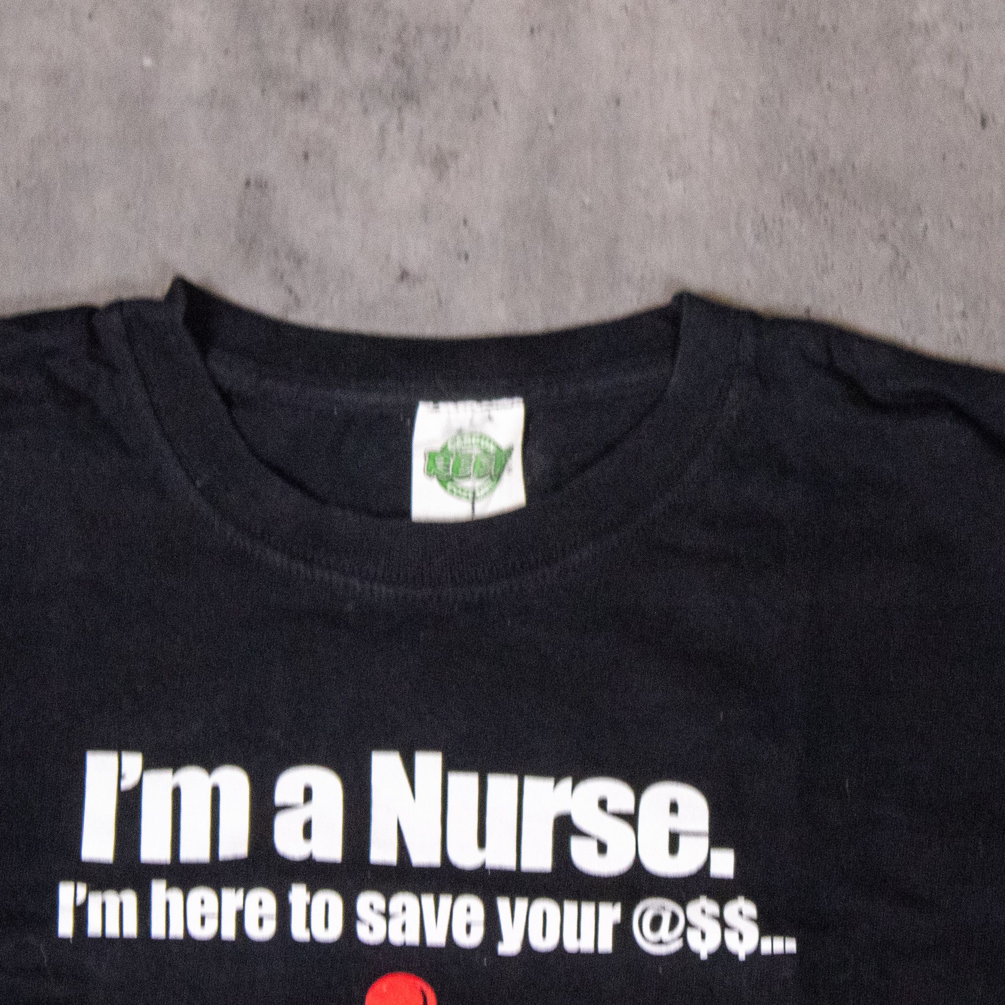 Vintage I'm A Nurse Comedy Humor Meme Y2K Style Black T-Shirt Size US L / EU 52-54 / 3 - 4 Thumbnail
