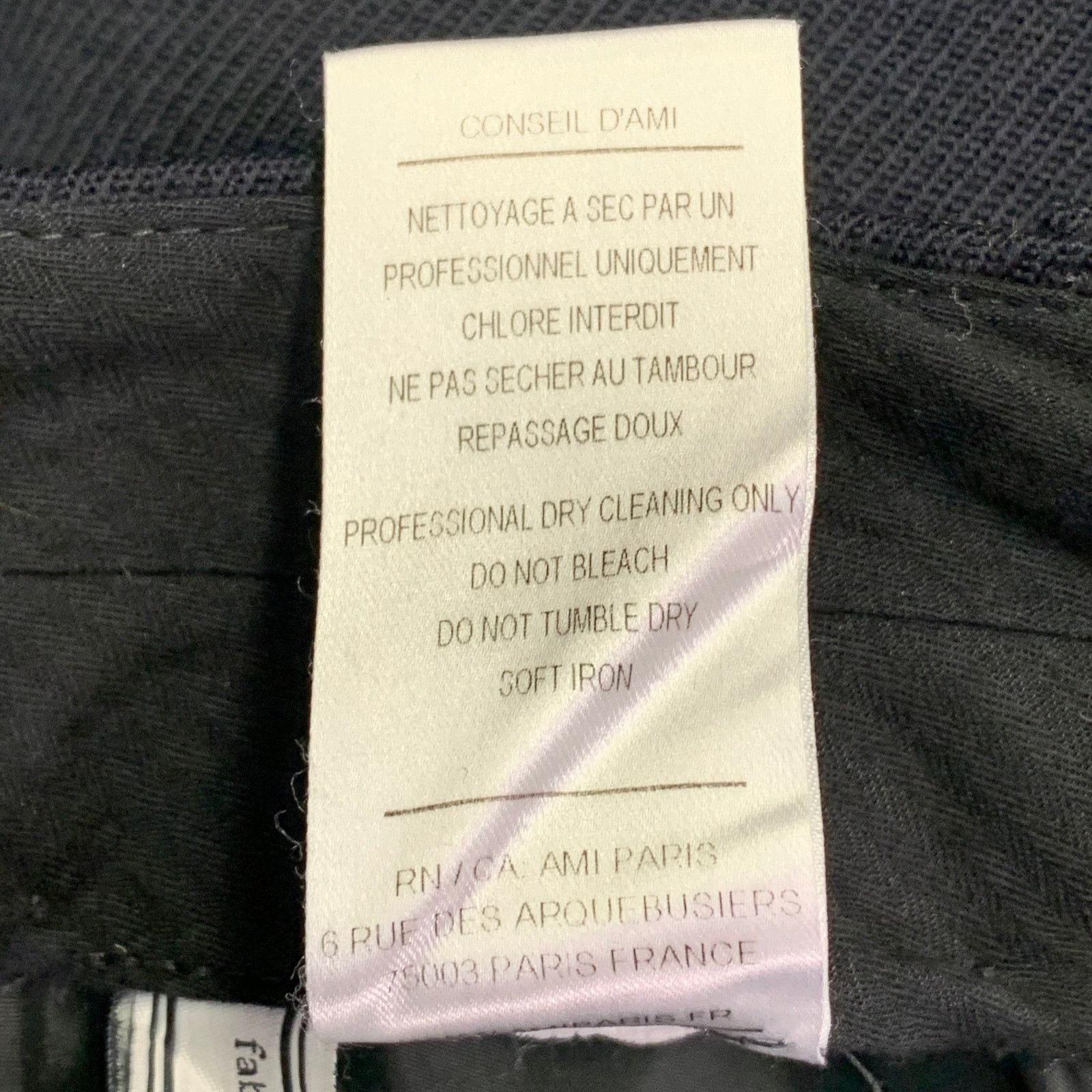 AMI Navy Twill Wool Cuffed Drop Crotch Button Fly Dress Pants Size US 38 / EU 54 - 5 Thumbnail