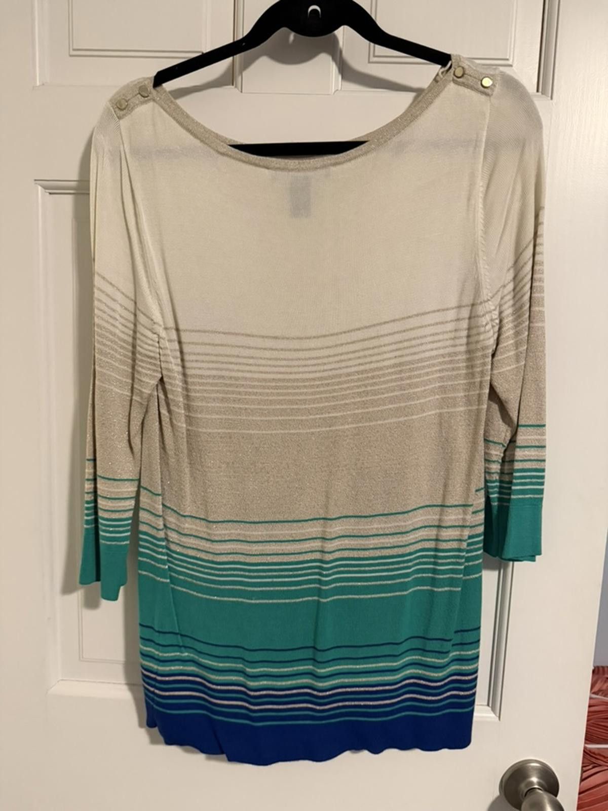 Other White House Black Market Striped Rayon Blend Sweater Top, L Size L / US 10 / IT 46 - 5 Thumbnail
