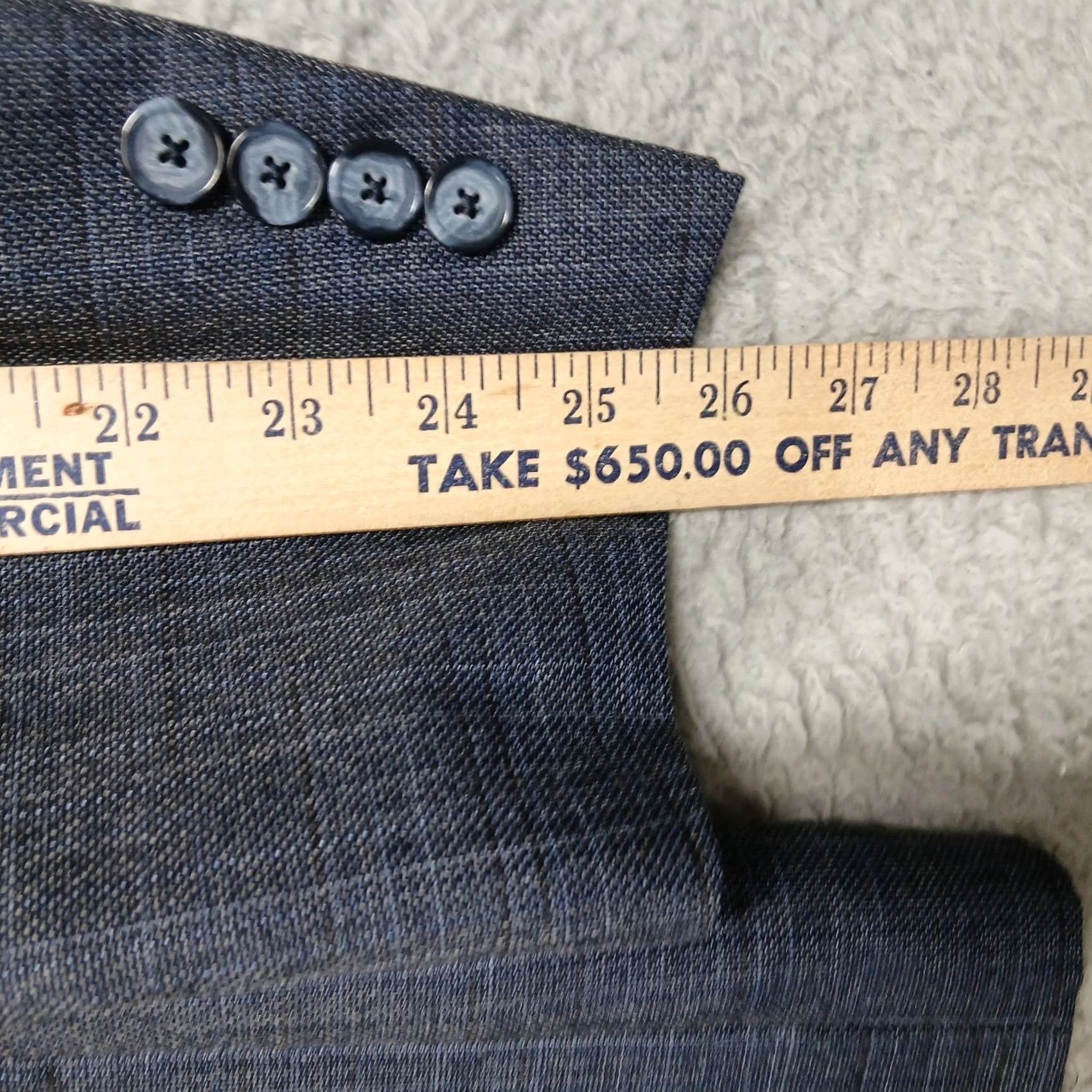 Jos. A. Bank Jos A Bank Sport Coat Blazer Blue Gray Mens 44R Wool Silk Blend Size 44R - 6 Thumbnail